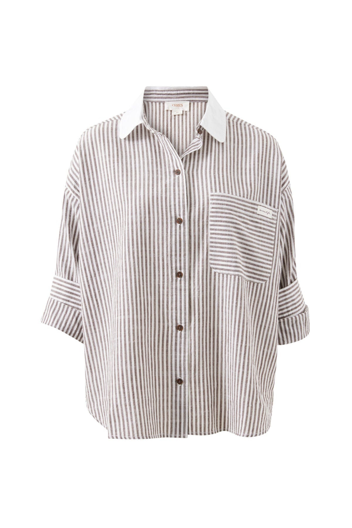 Miya Shirt (Brown White Small Stripe) - Something For Me​​