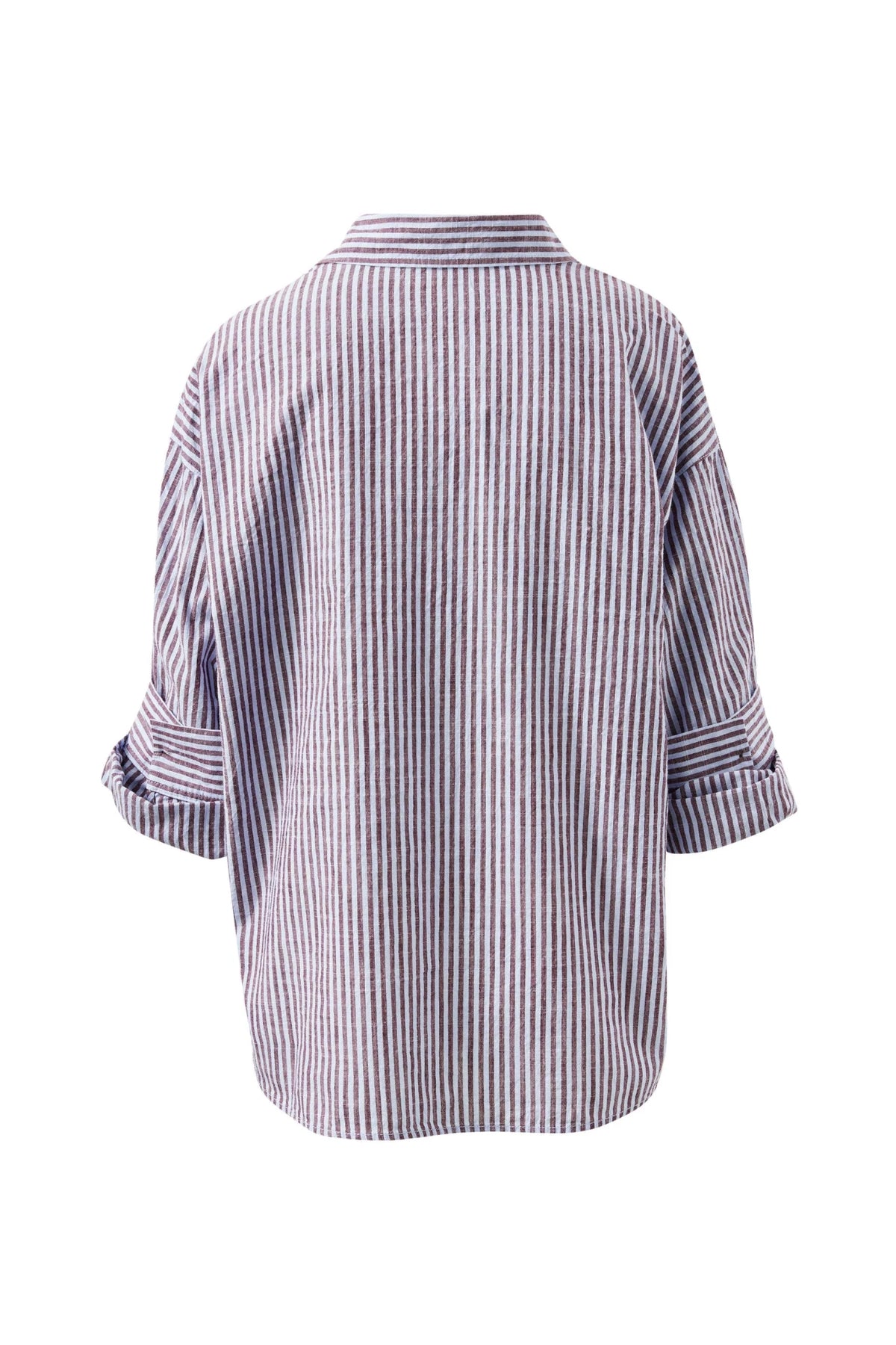 Miya Shirt (Burgundy Blue Small Stripe) - Something For Me​​