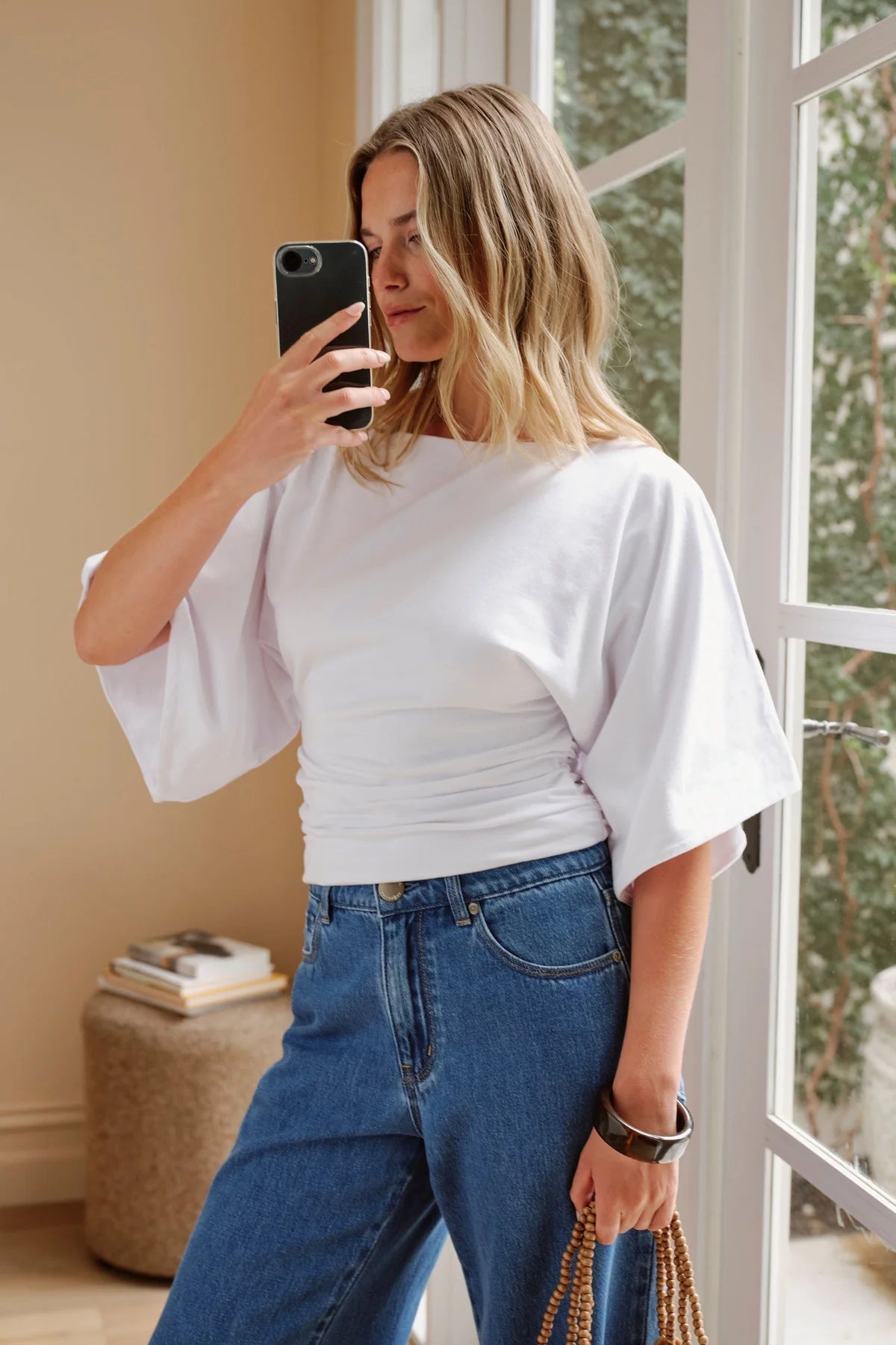Molly Relaxed Sleeve Top (White) - Something For Me​​