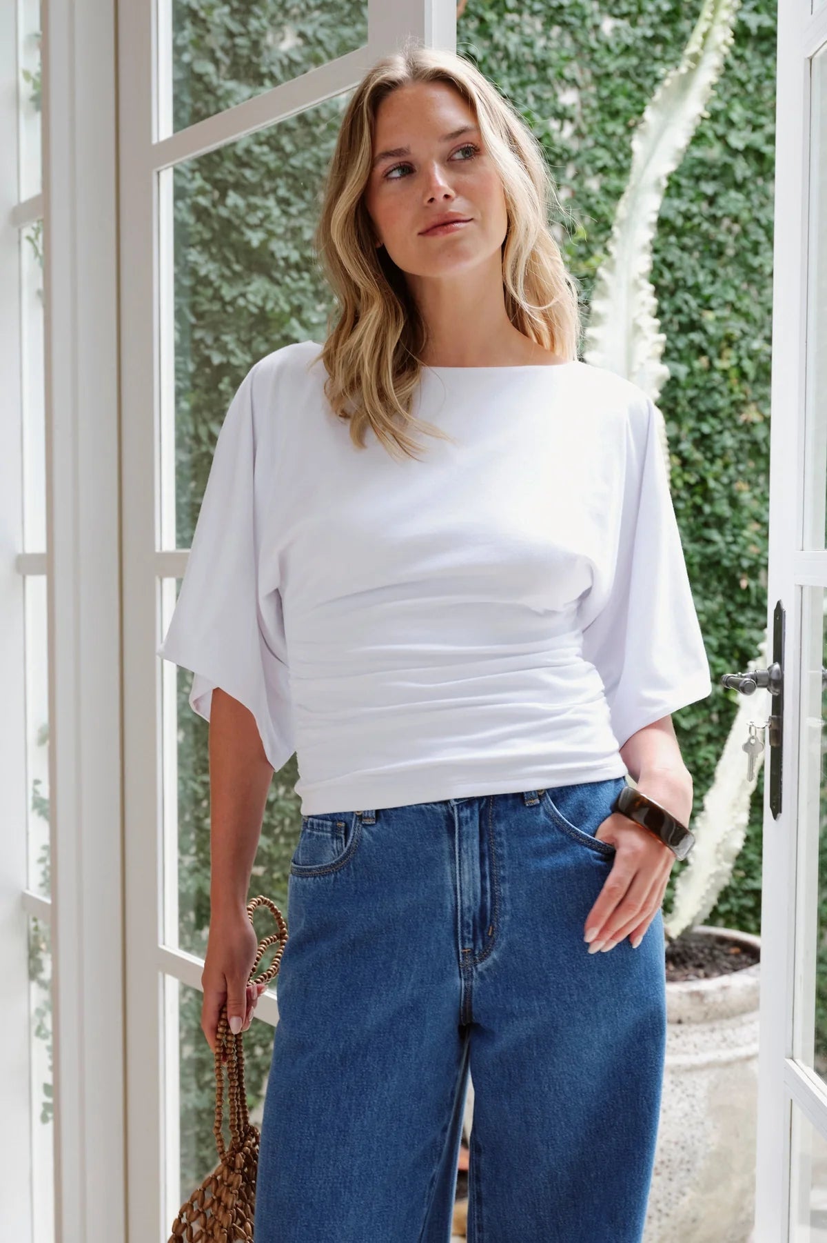 Molly Relaxed Sleeve Top (White) - Something For Me​​