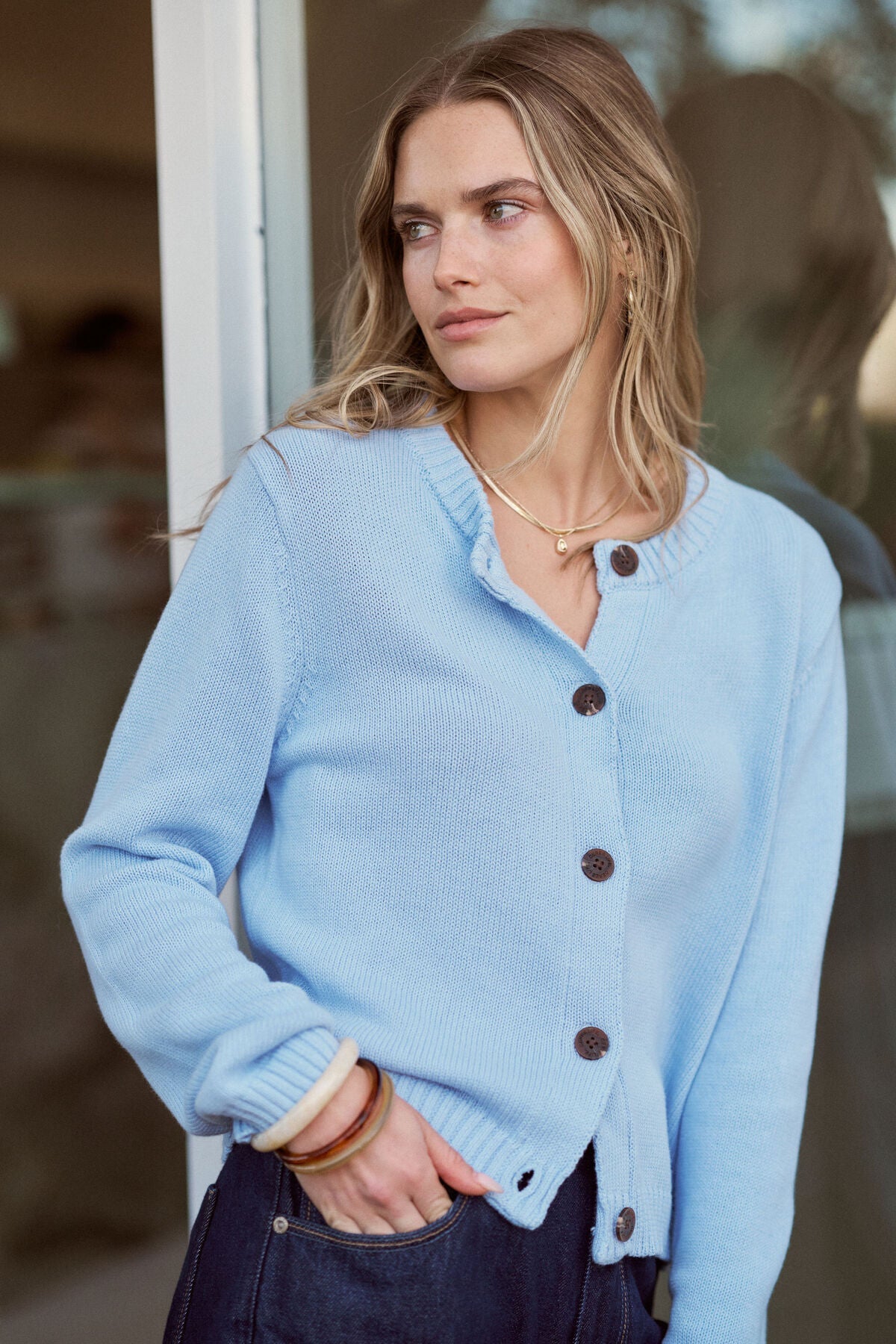 Nelly Long Sleeve Knit Cardi (China Blue) - Something For Me​​