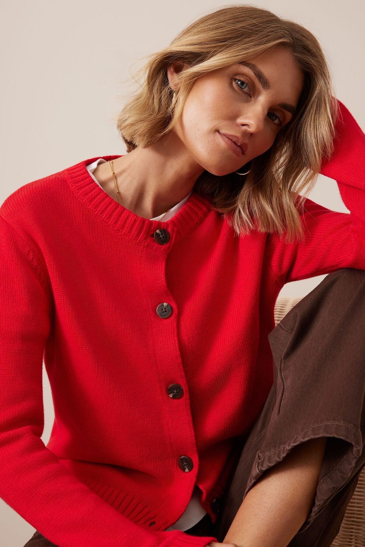 Nelly Long Sleeve Knit Cardi (Fiery Red) - Something For Me​​