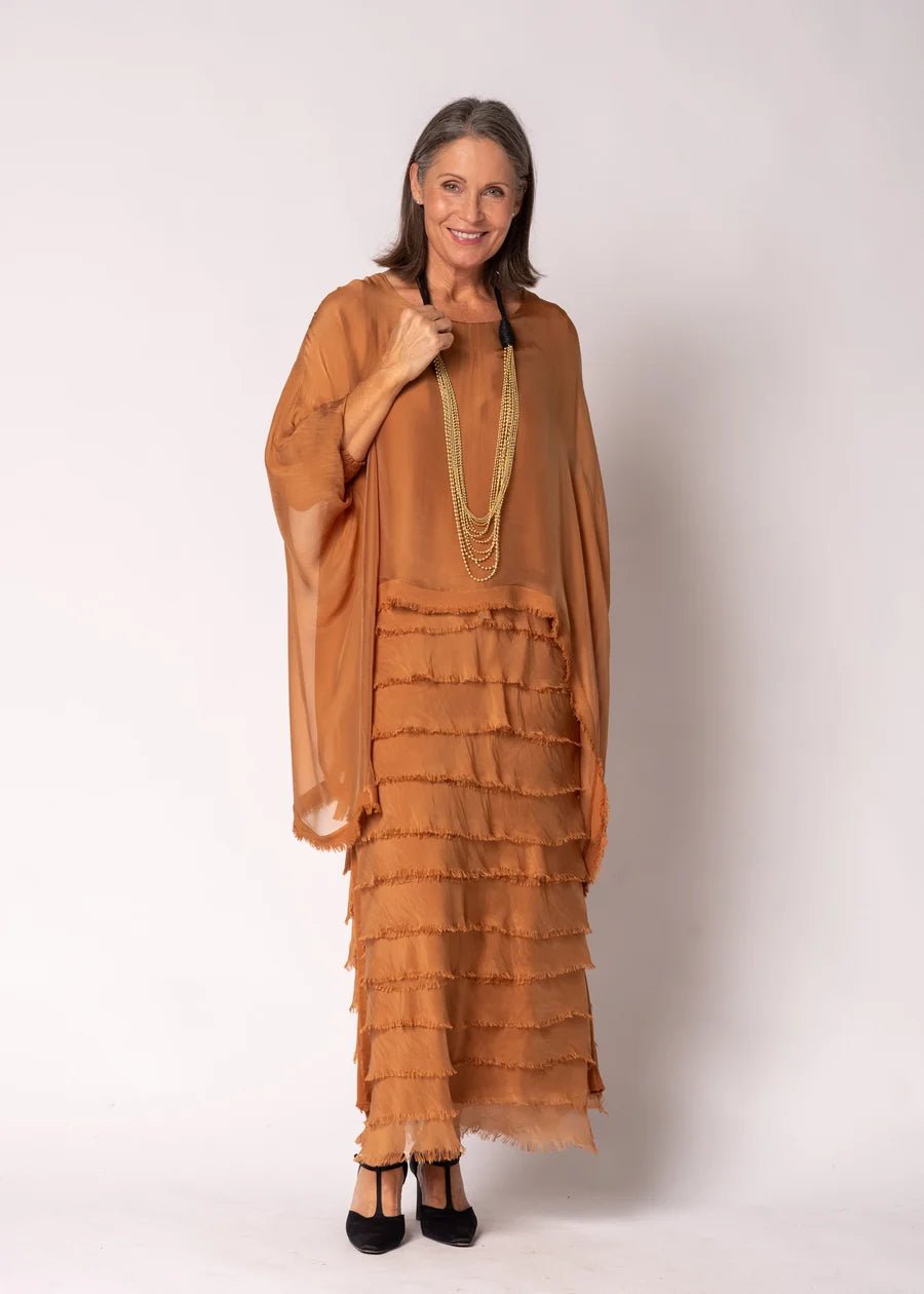 Netty Silk Dress (Burnt Toffee) - Something For Me​​