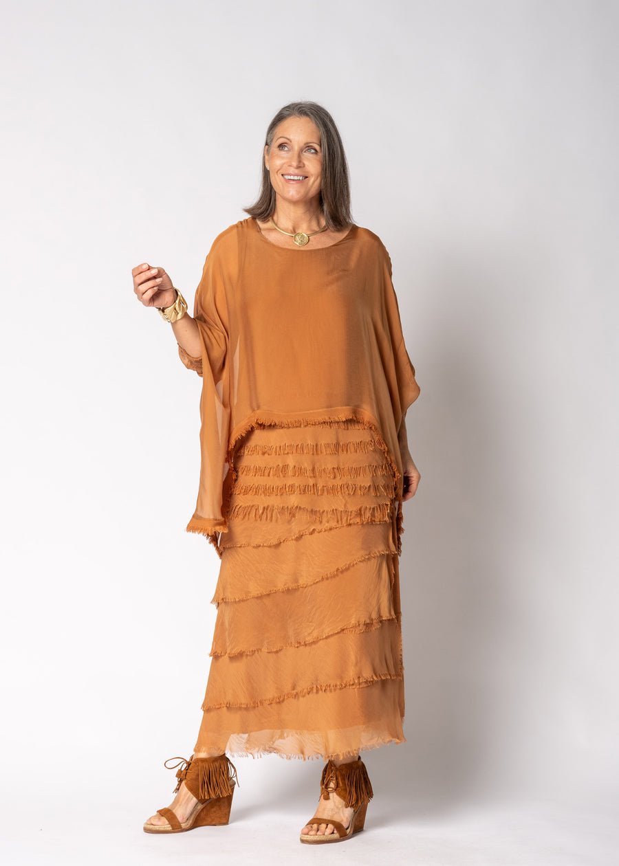 Netty Silk Dress (Burnt Toffee) - Something For Me​​