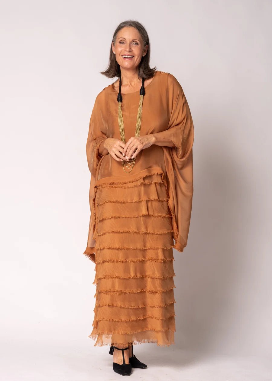 Netty Silk Dress (Burnt Toffee) - Something For Me​​