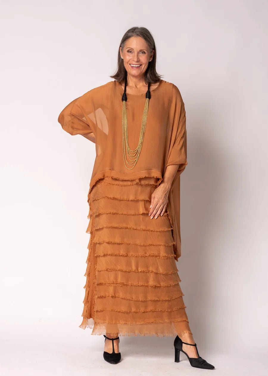 Netty Silk Dress (Burnt Toffee) - Something For Me​​