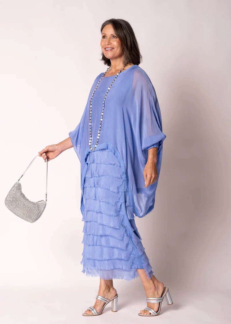 Netty Silk Dress (Positano Blue) - Something For Me​​