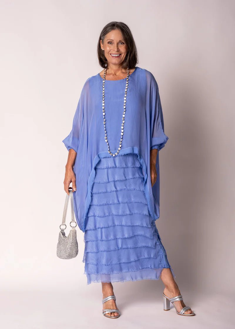 Netty Silk Dress (Positano Blue) - Something For Me​​