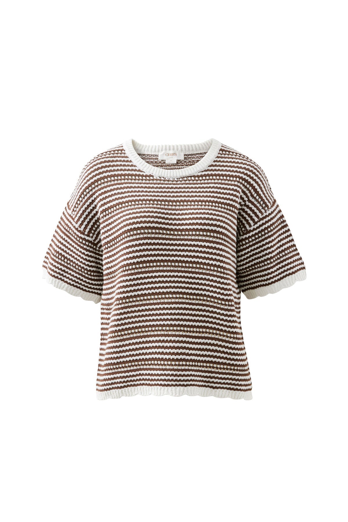Nina Boxy Knit Tee (Chocolate Stripe) - Something For Me​​