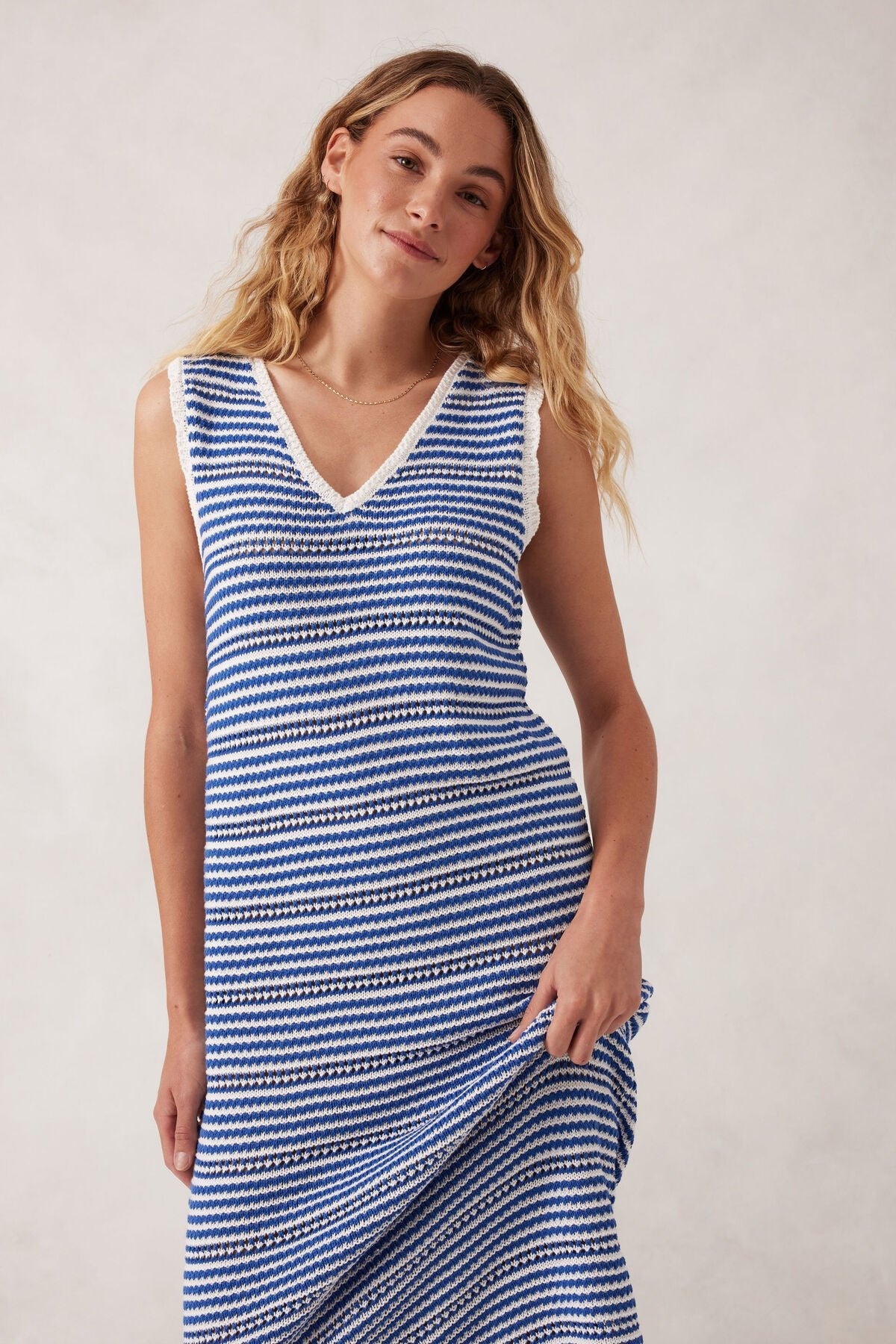 Nova Knit Midi Tank Dress (Summer Blue Stripe) - Something For Me​​
