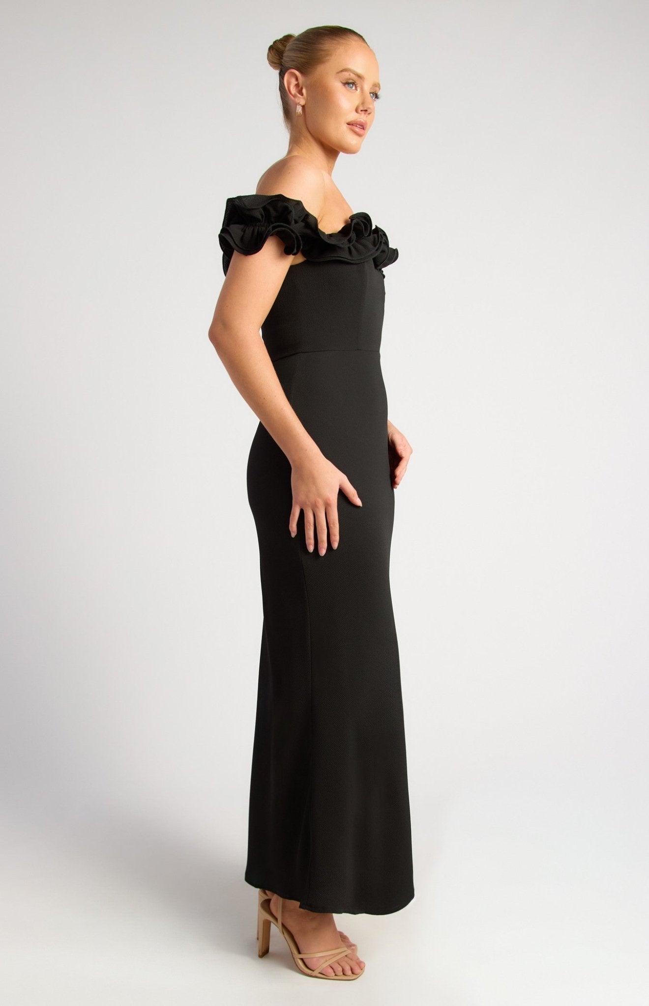 Off Shoulder Maxi Dress (Black) - Something For Me​​
