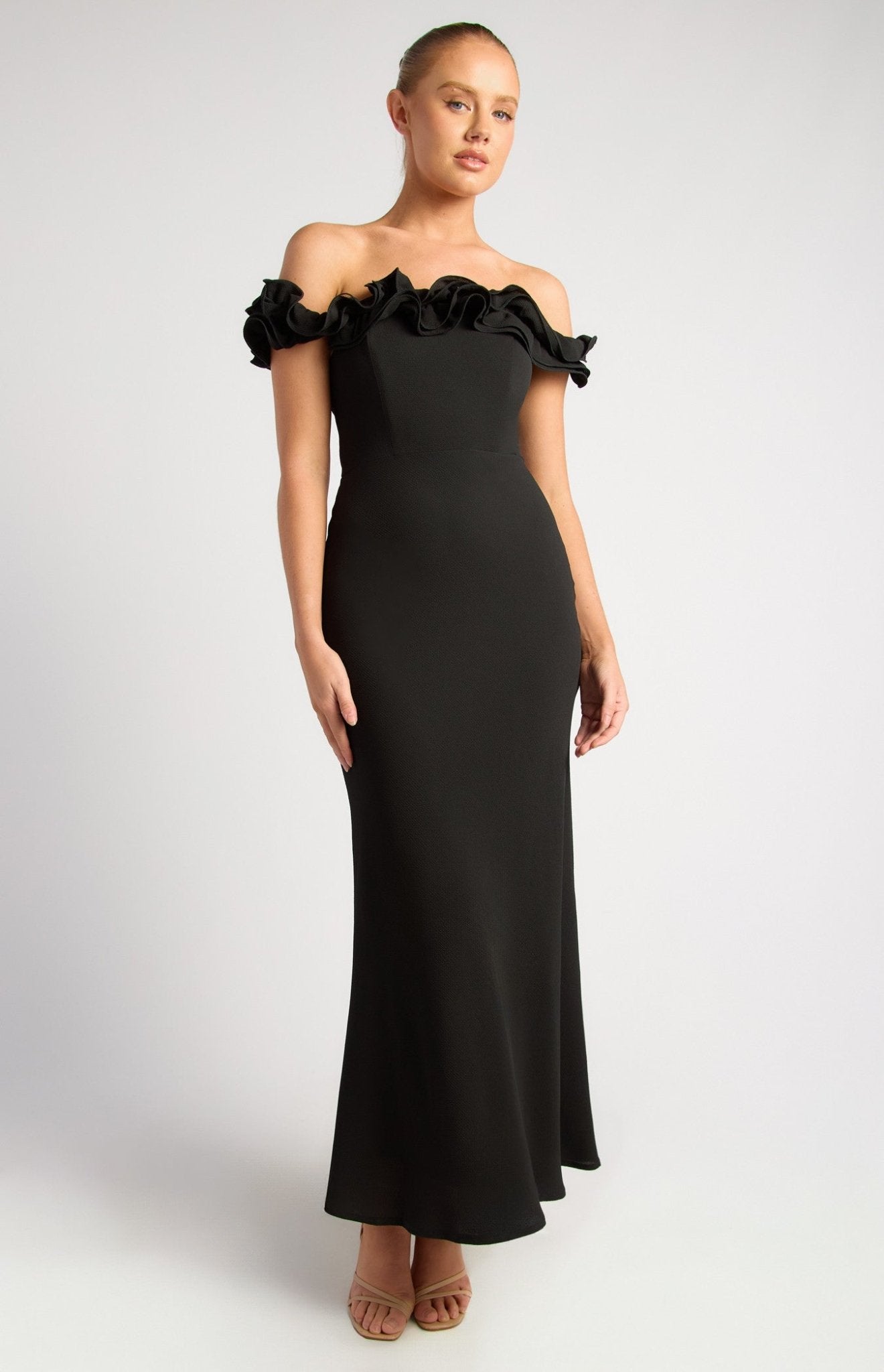 Off Shoulder Maxi Dress (Black) - Something For Me​​