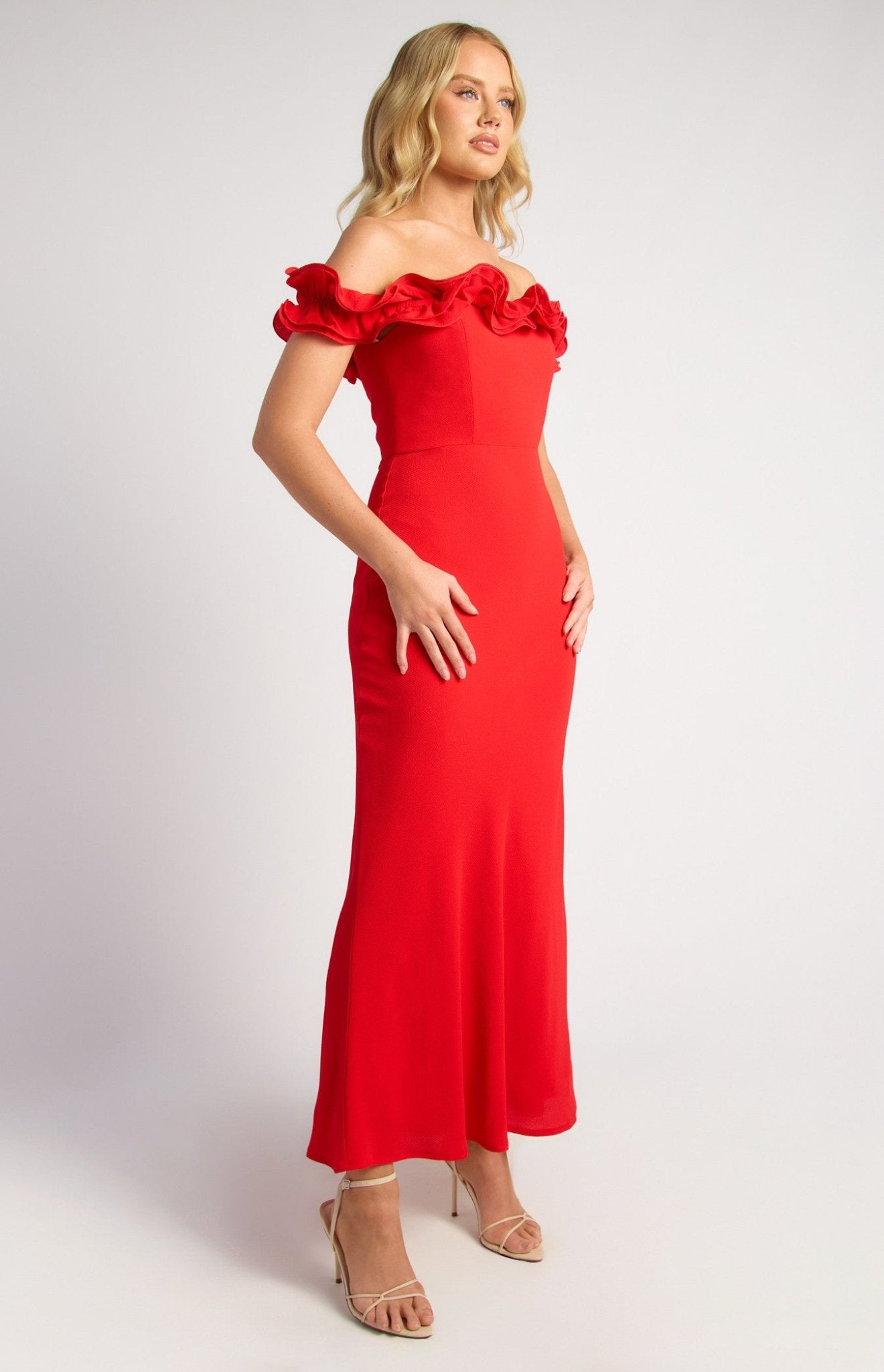 Off Shoulder Maxi Dress (Red) - Something For Me​​