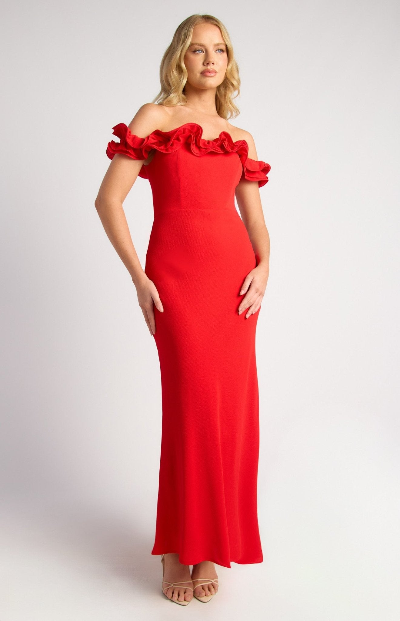 Off Shoulder Maxi Dress (Red) - Something For Me​​
