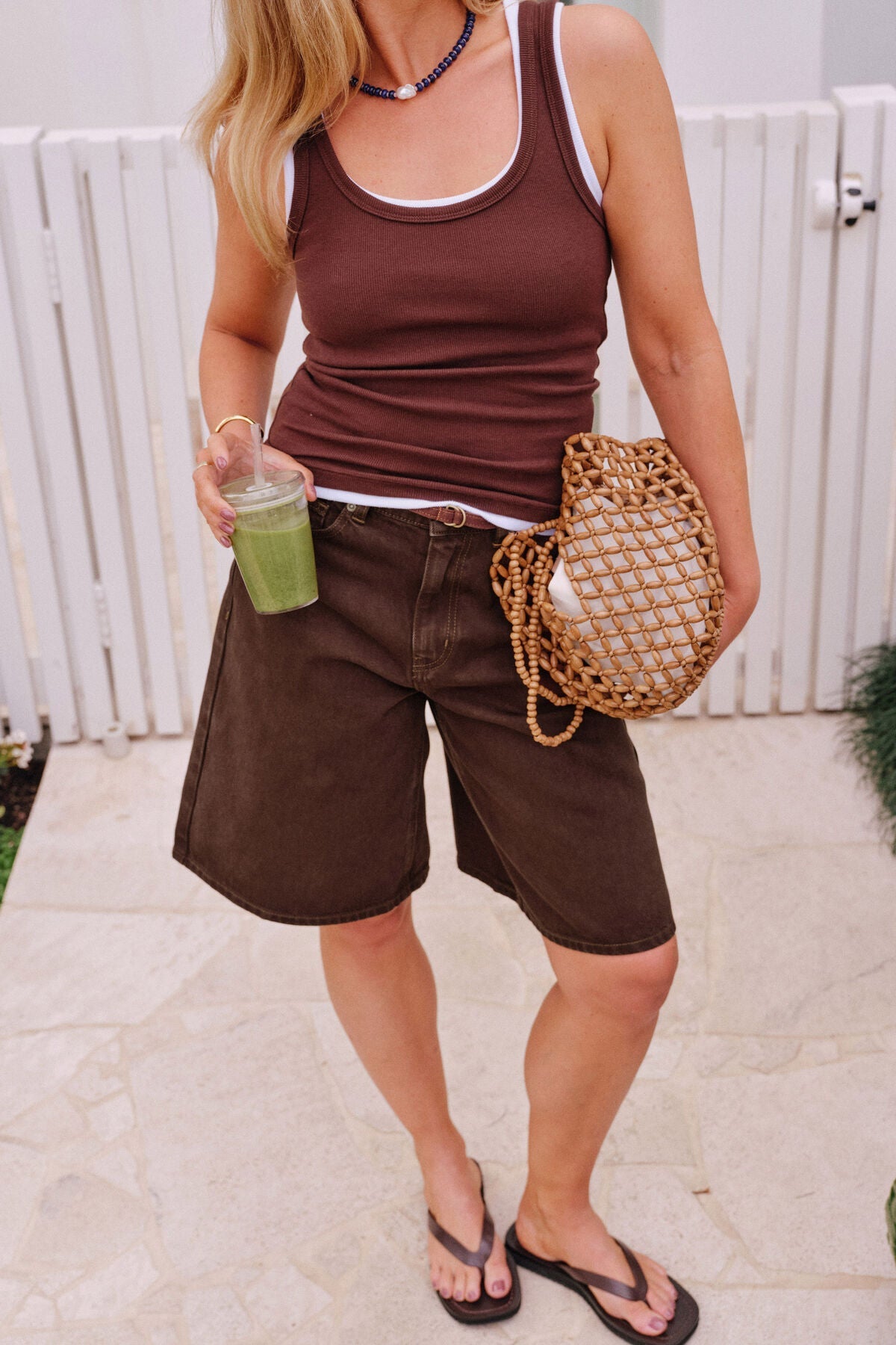 Olive Belted Denim Short (Chocolate) - Something For Me​​