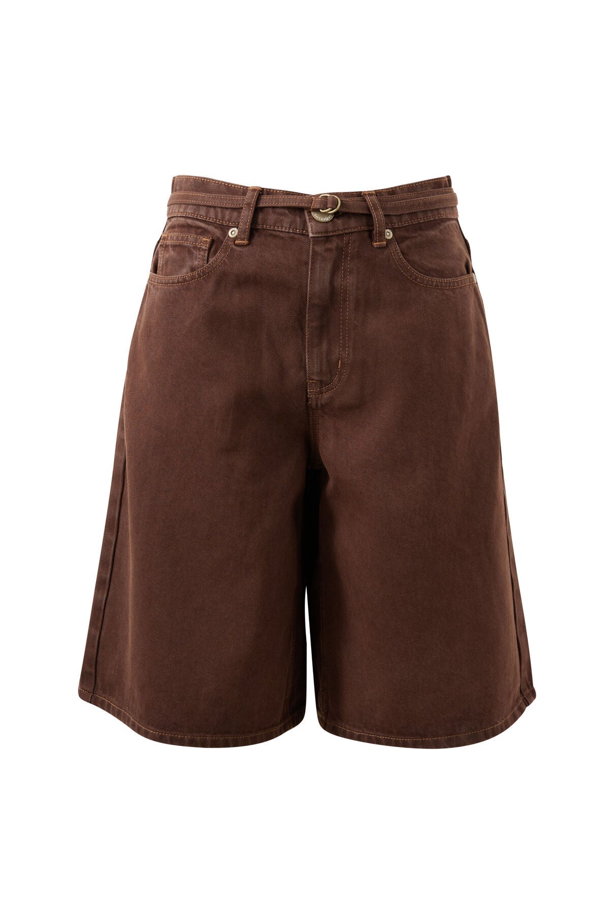Olive Belted Denim Short (Chocolate) - Something For Me​​