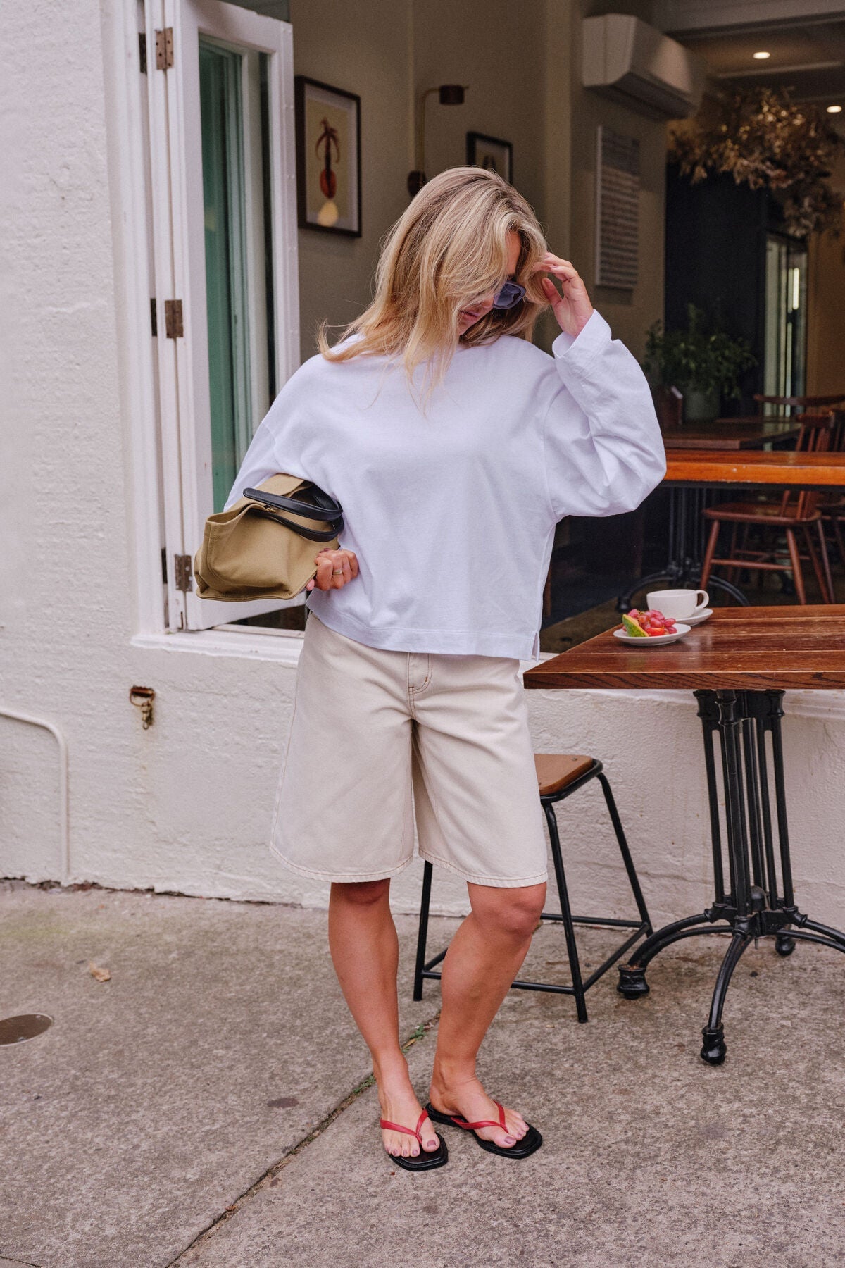 Olive Belted Denim Short (Fresh Sand) - Something For Me​​
