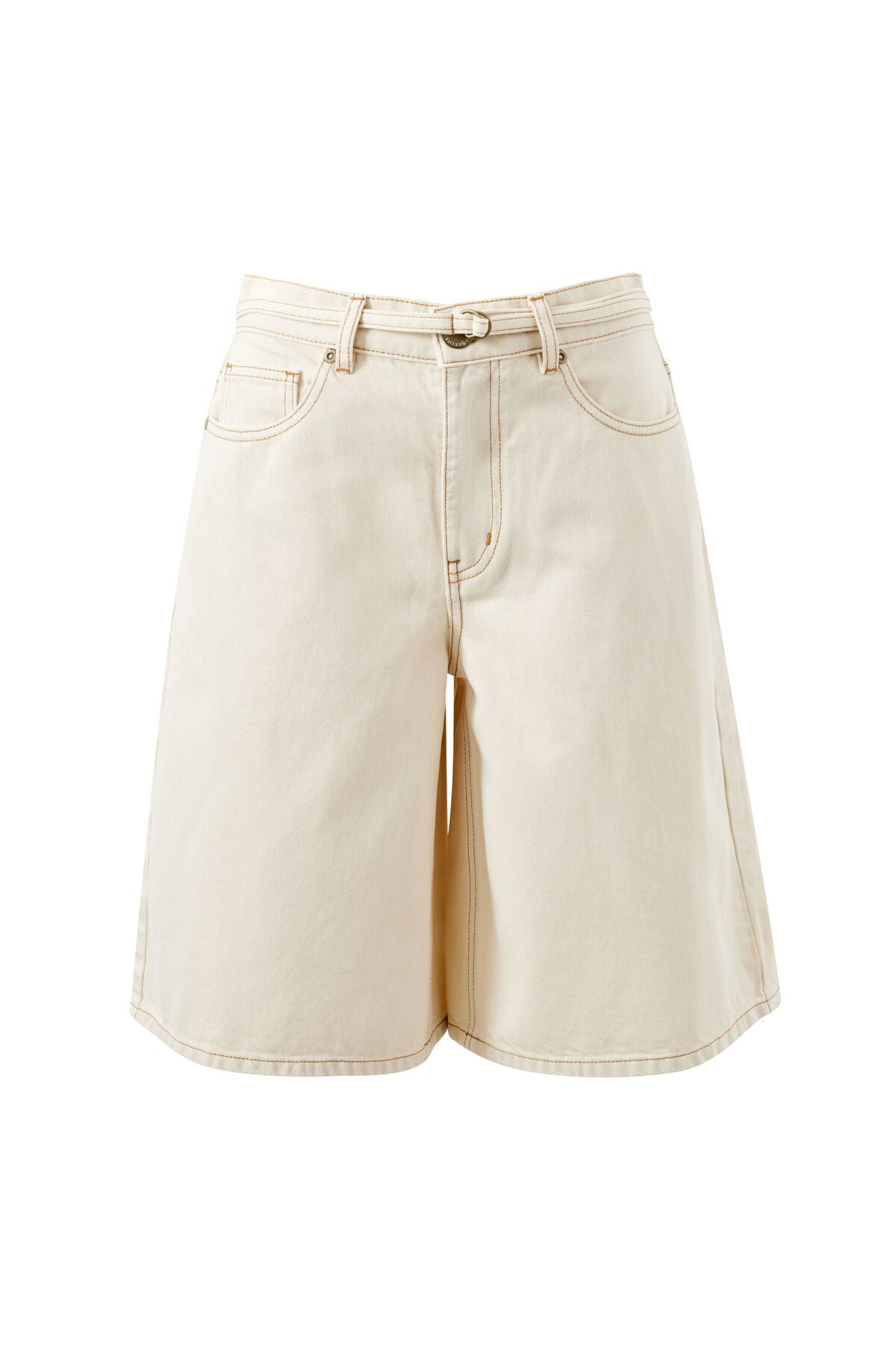Olive Belted Denim Short (Fresh Sand) - Something For Me​​