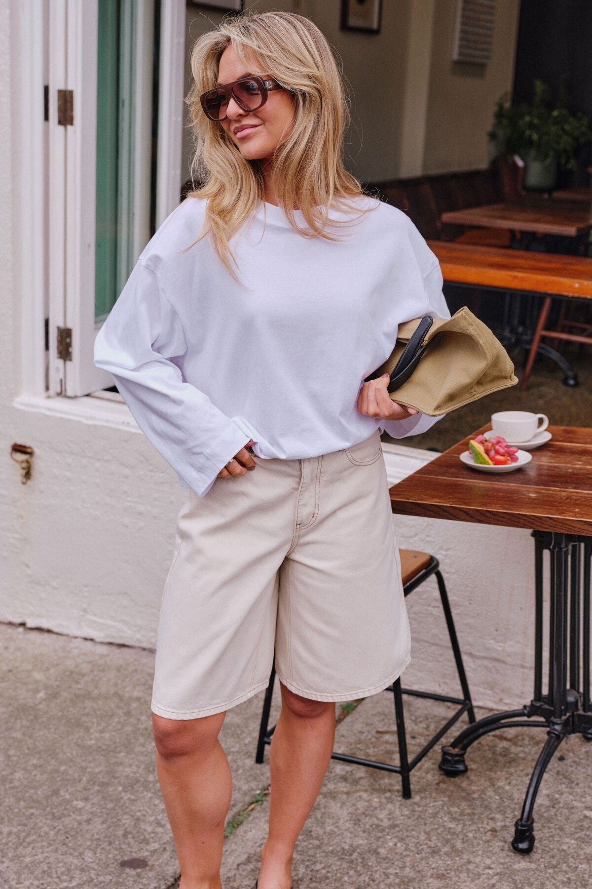 Olive Belted Denim Short (Fresh Sand) - Something For Me​​