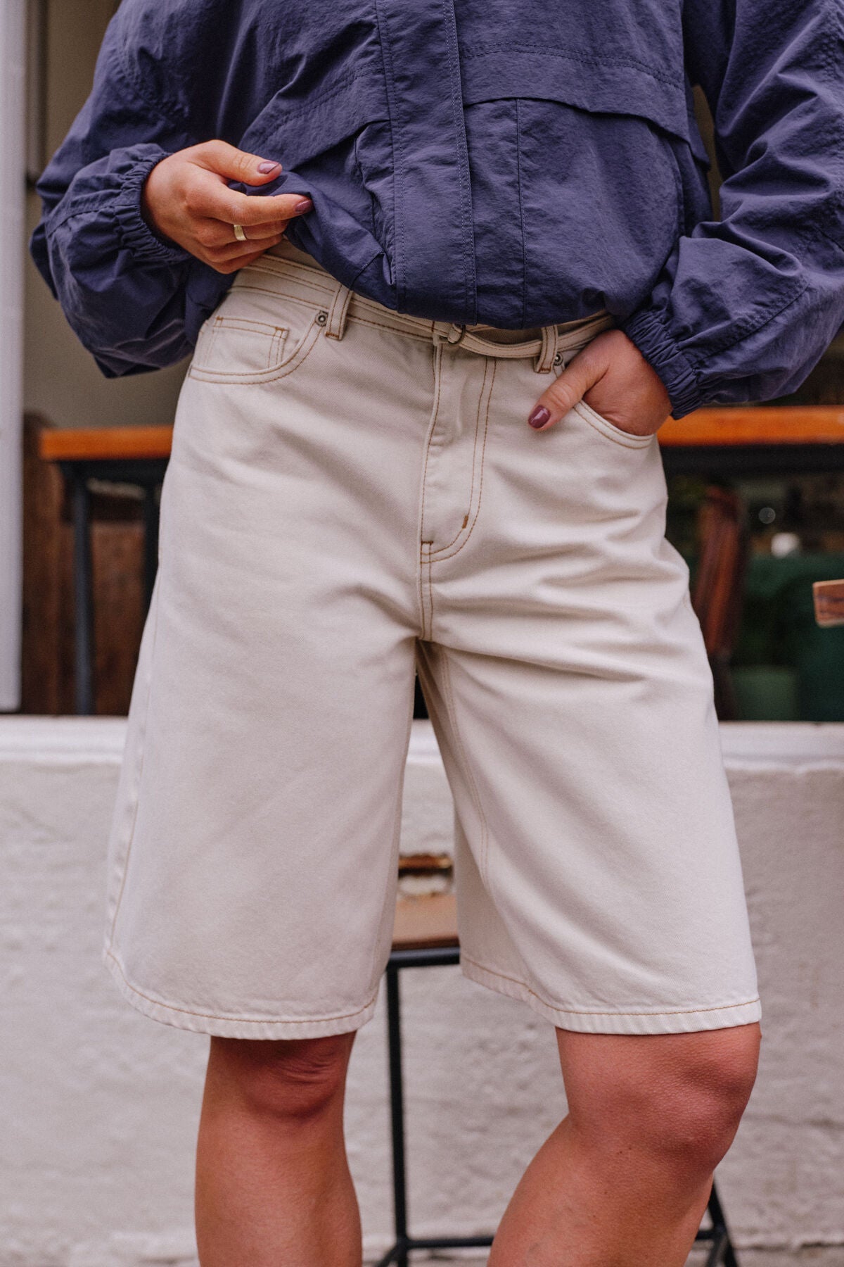 Olive Belted Denim Short (Fresh Sand) - Something For Me​​