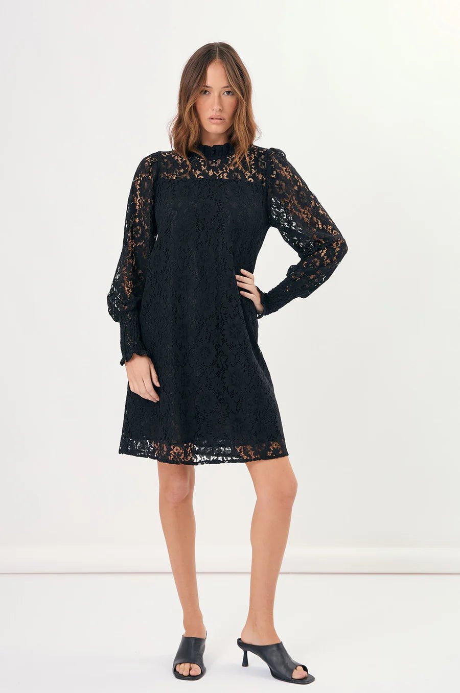 Olivia Long Sleeve Lace Dress (Black) - Something For Me​​