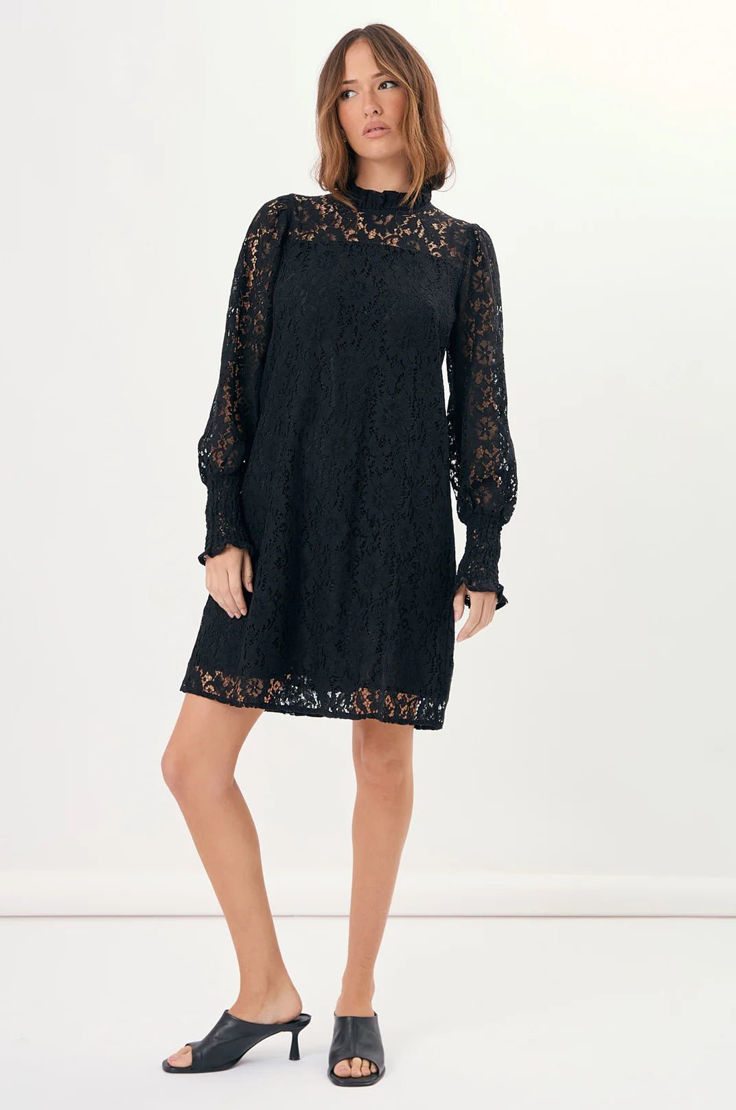 Olivia Long Sleeve Lace Dress (Black) - Something For Me​​