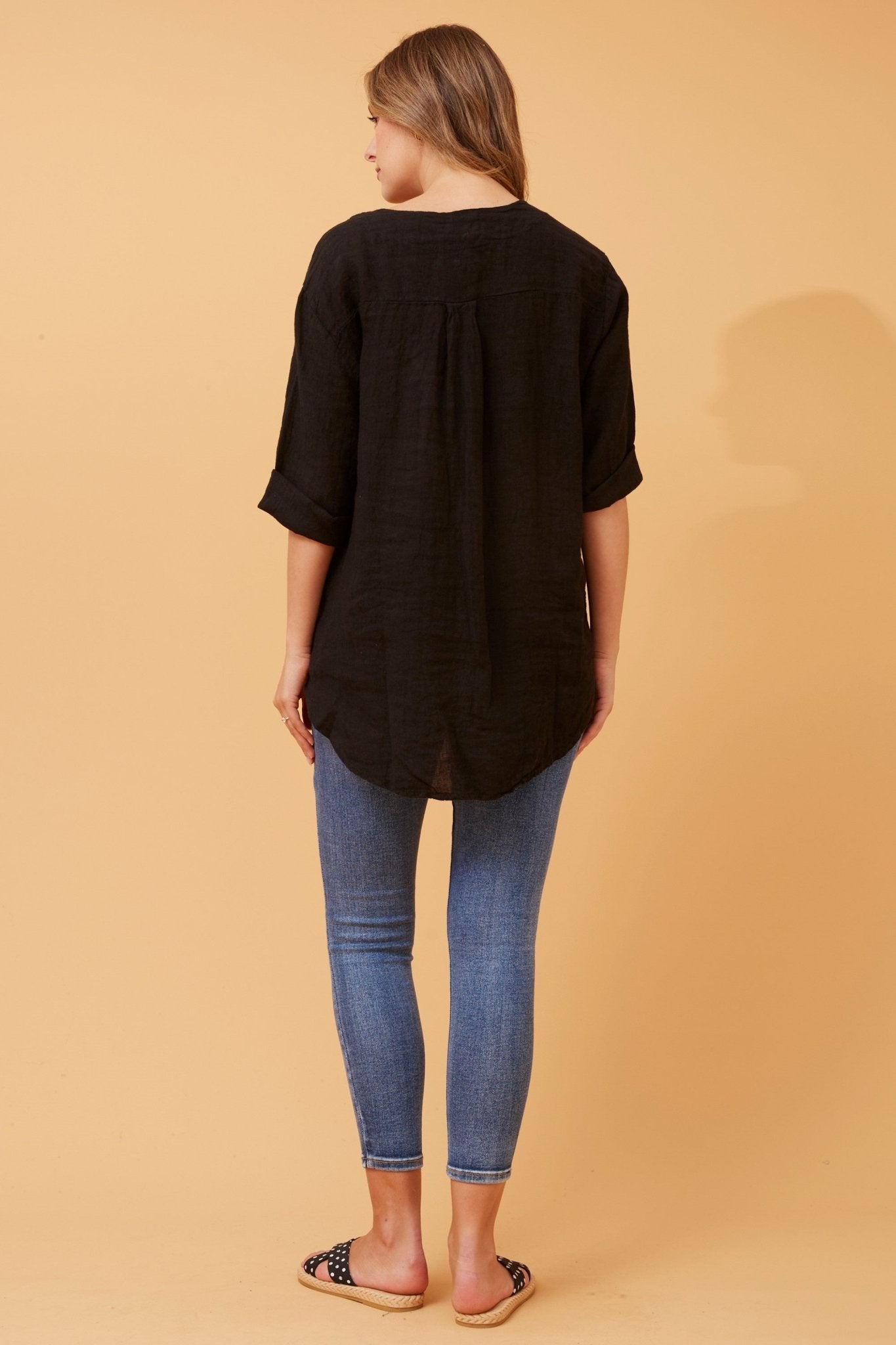 Palermo Linen Top (Black) - Something For Me​​