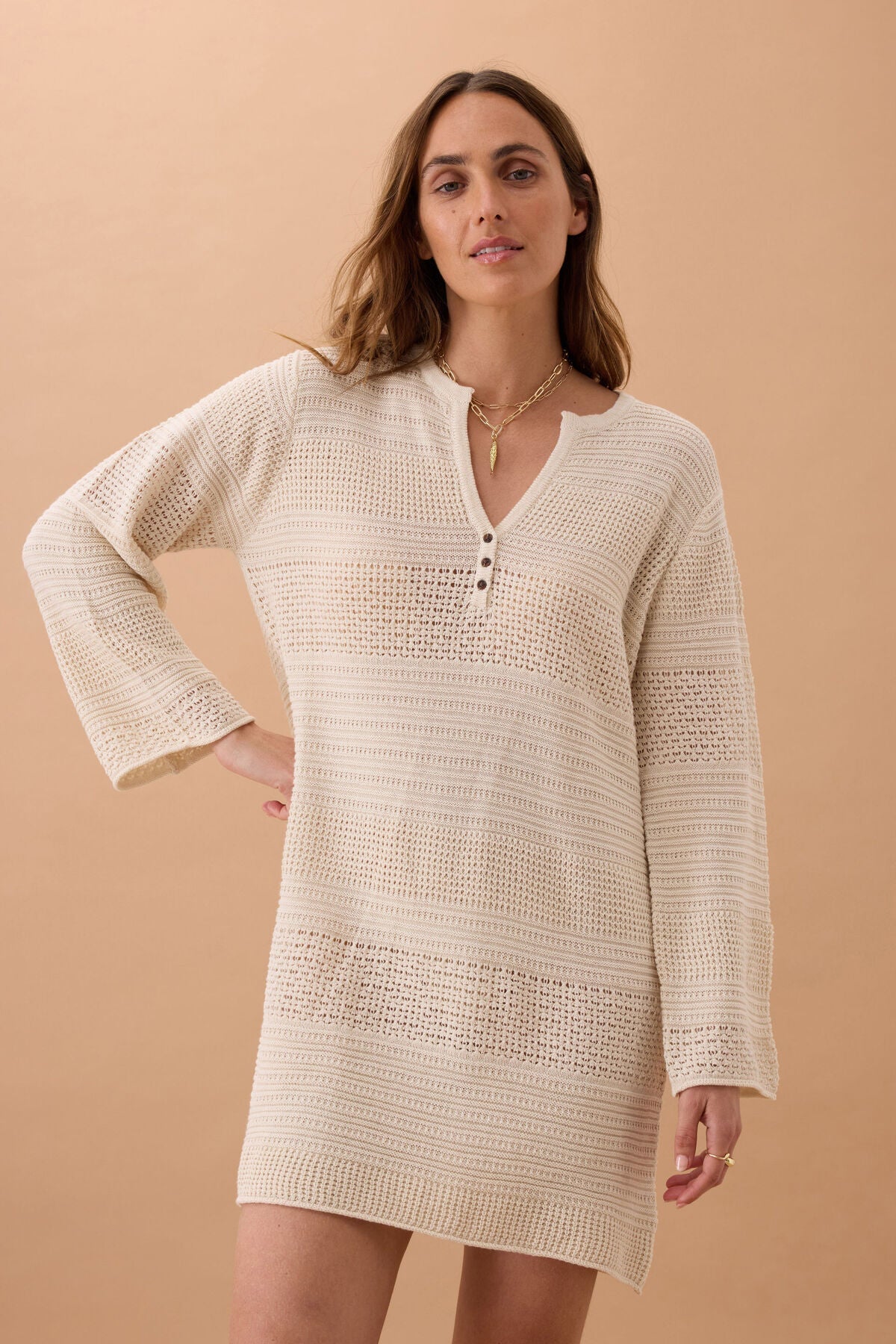 Parker Slouchy Knit Dress (Ecru) - Something For Me​​