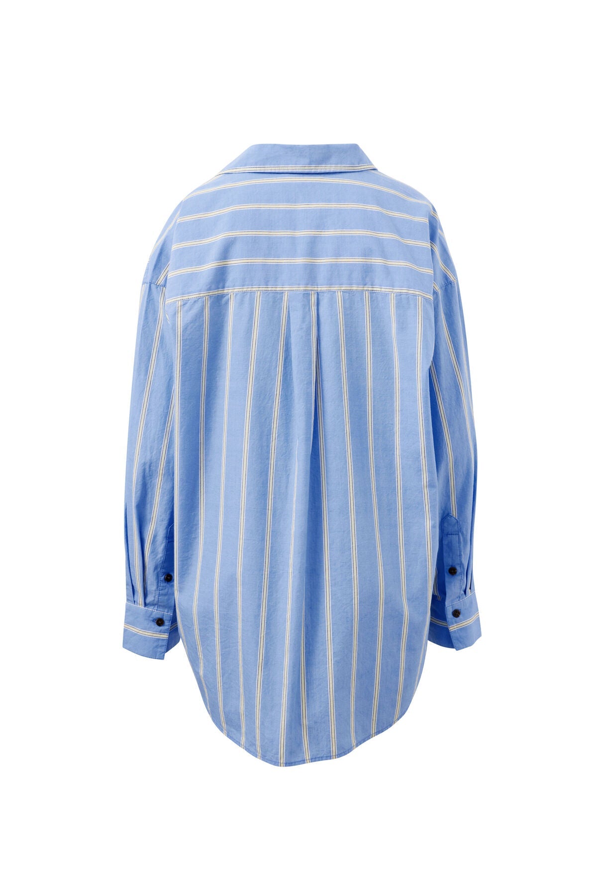 Peta Oversized Shirt (Bay Blue Butter Yellow Stripe) - Something For Me​​