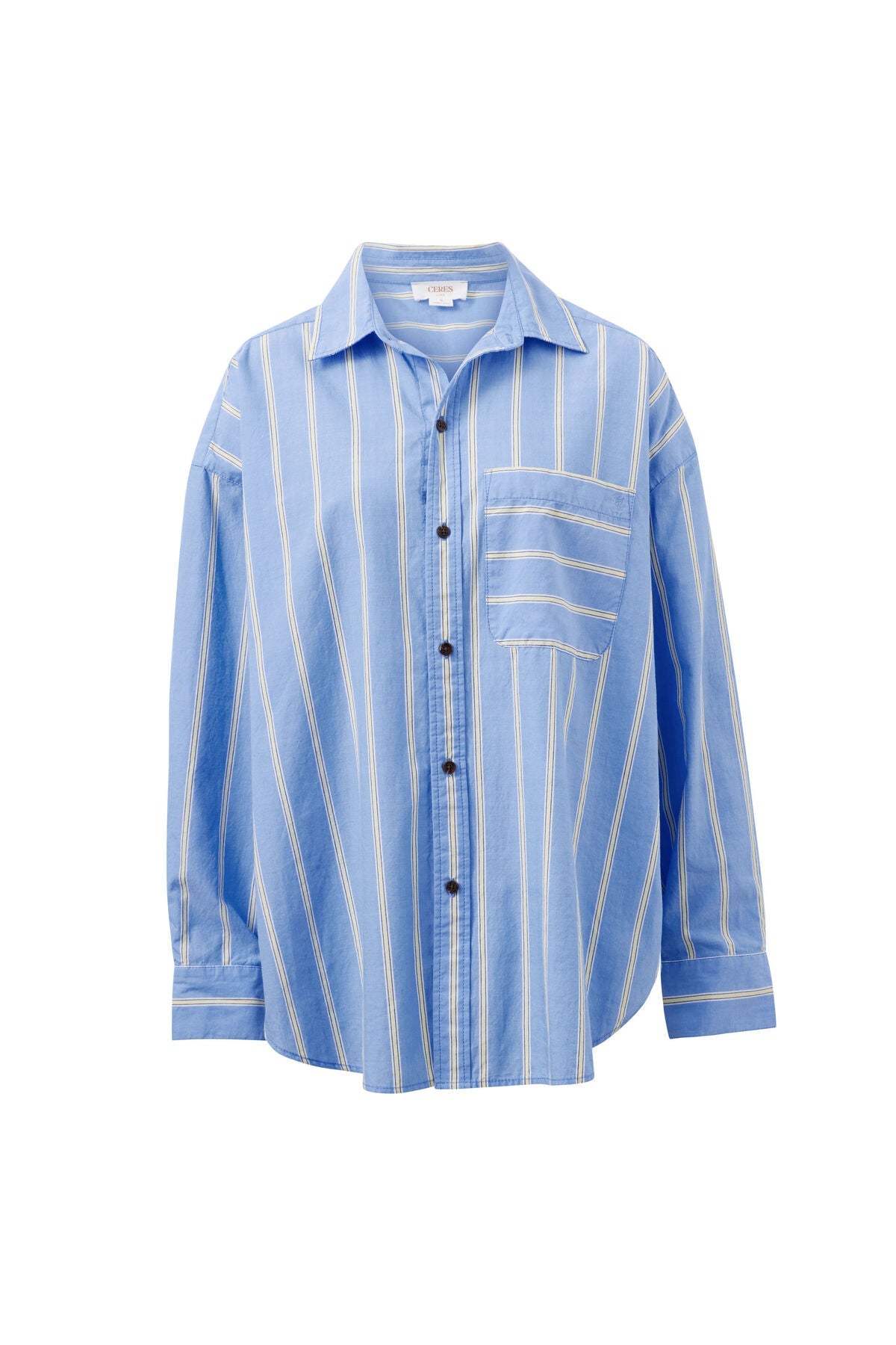 Peta Oversized Shirt (Bay Blue Butter Yellow Stripe) - Something For Me​​