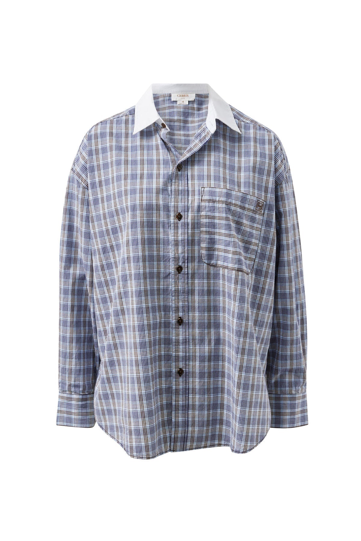 Peta Oversized Shirt (Blue Chocolate Check) - Something For Me​​