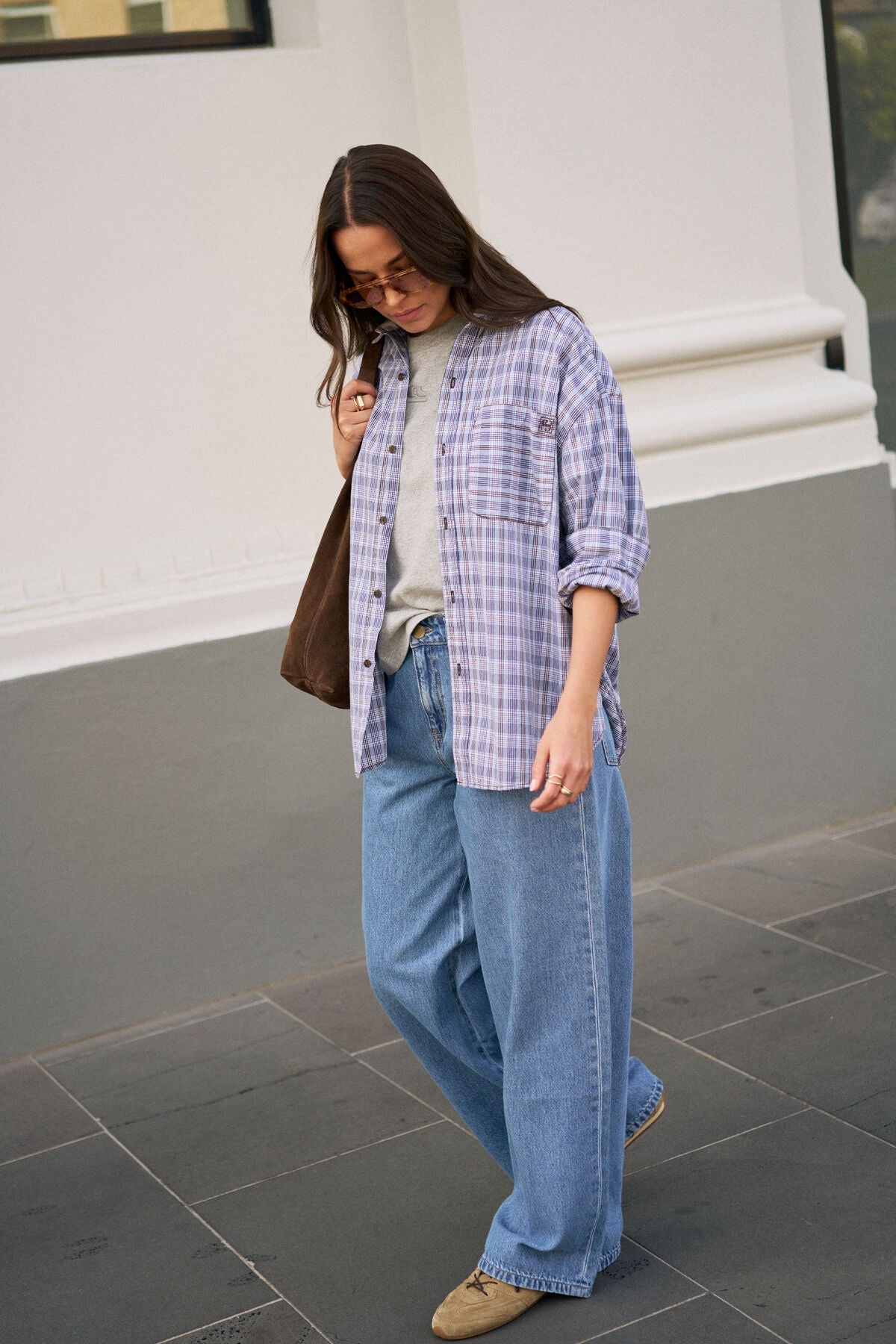 Peta Oversized Shirt (Blue Chocolate Check) - Something For Me​​