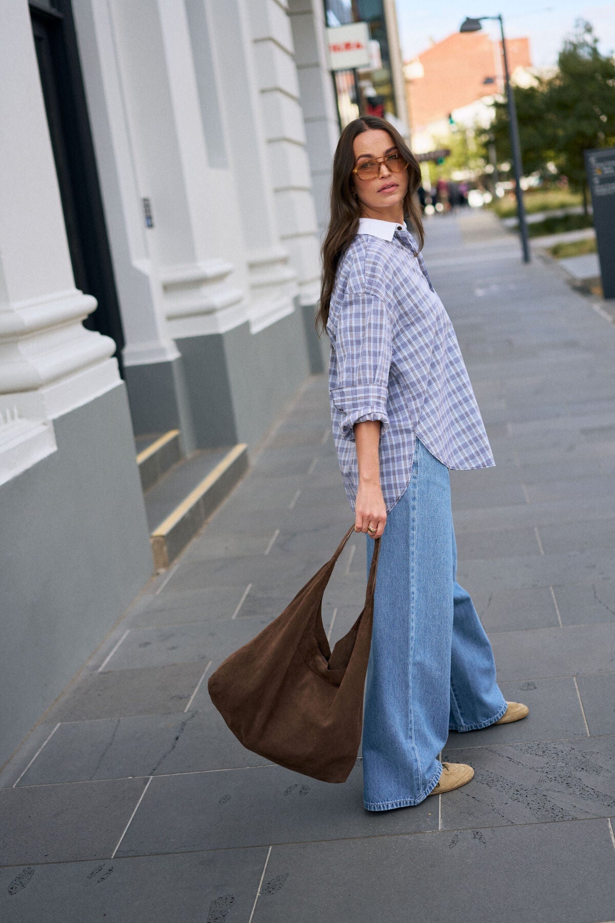 Peta Oversized Shirt (Blue Chocolate Check) - Something For Me​​