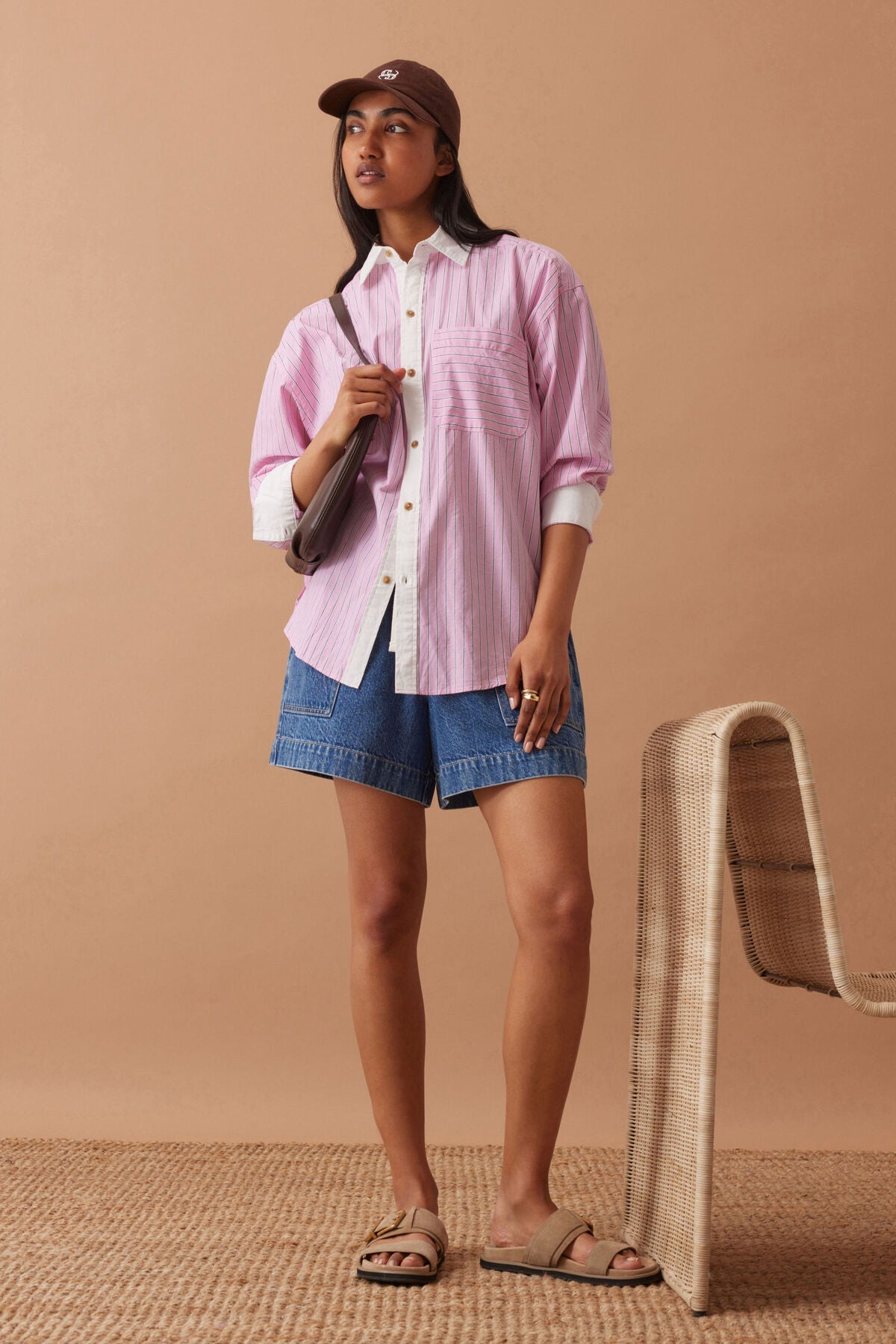 Peta Oversized Shirt (Hibiscus Pink Triple Stripe) - Something For Me​​