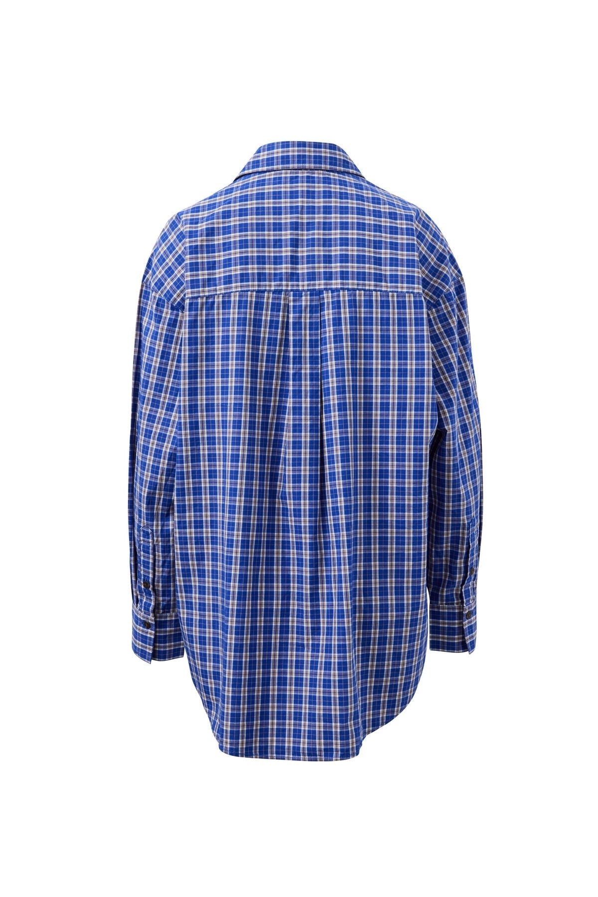 Peta Oversized Shirt (Polo Blue Check) - Something For Me​​