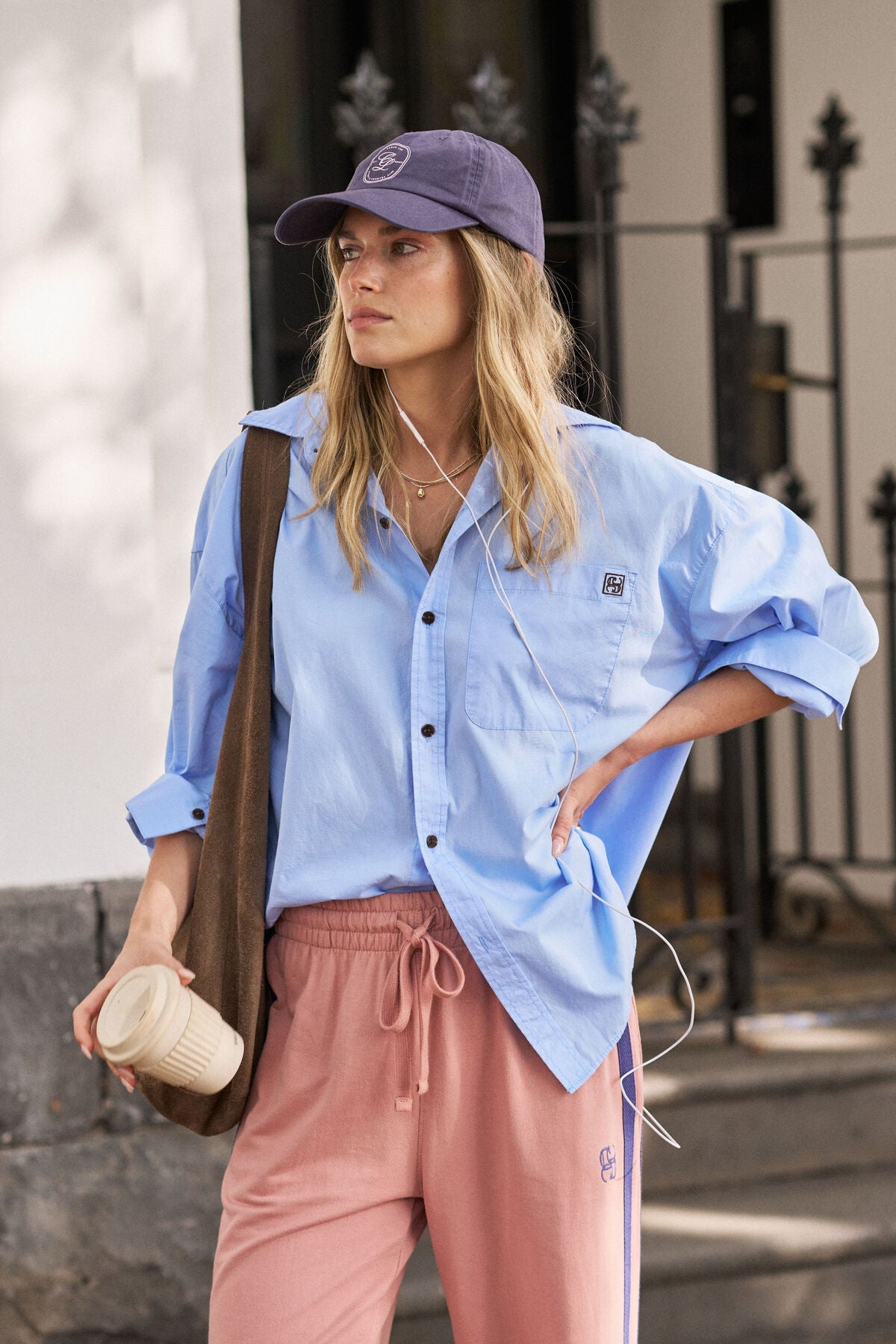 Peta Oversized Shirt (Sky Blue) - Something For Me​​