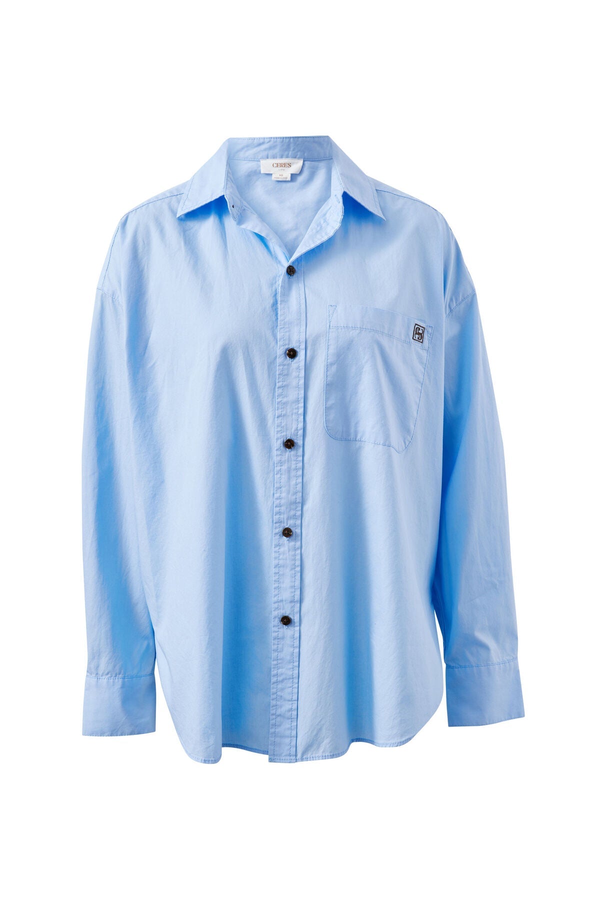 Peta Oversized Shirt (Sky Blue) - Something For Me​​