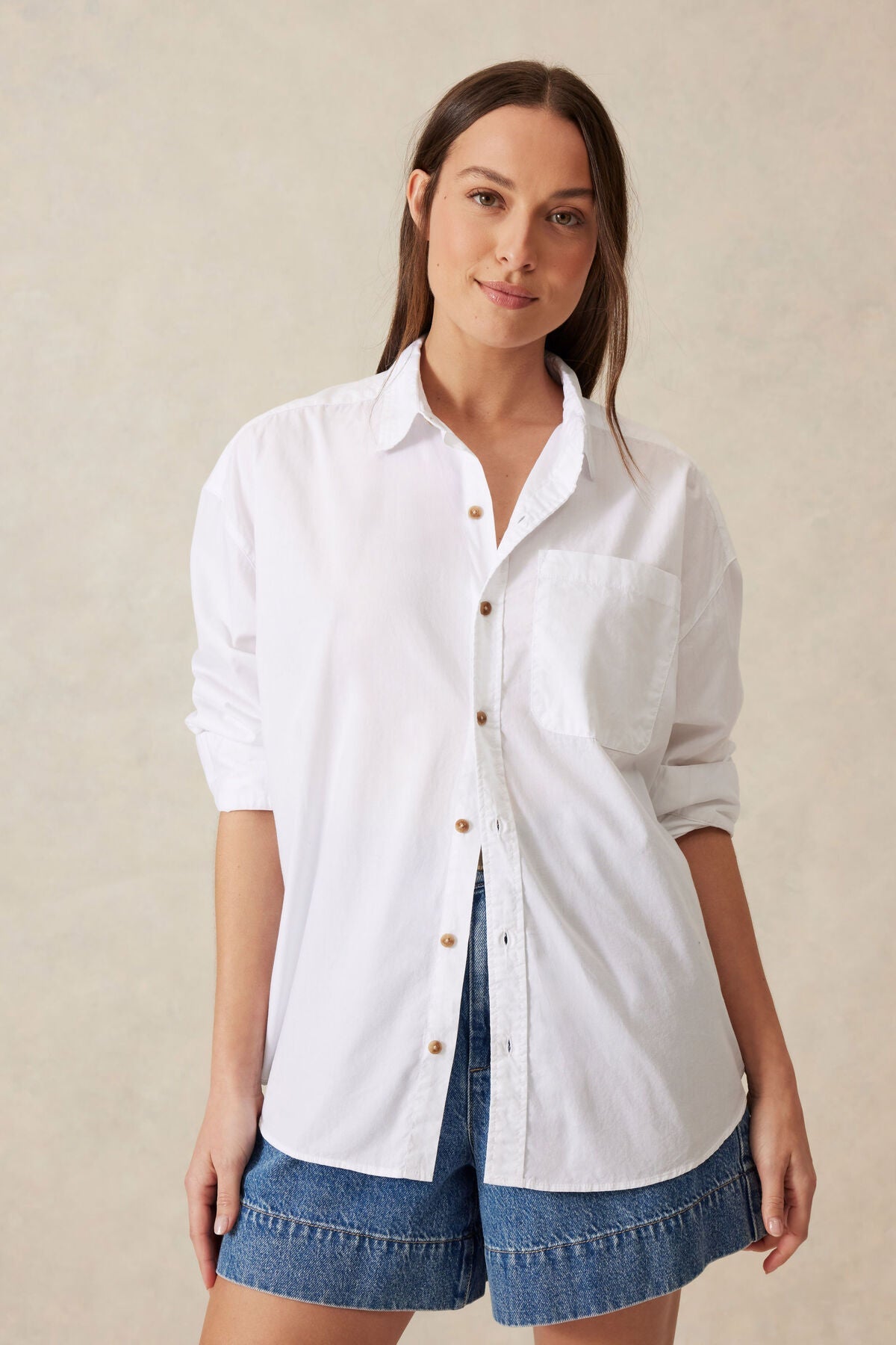 Peta Oversized Shirt (White Organic Cotton) - Something For Me​​