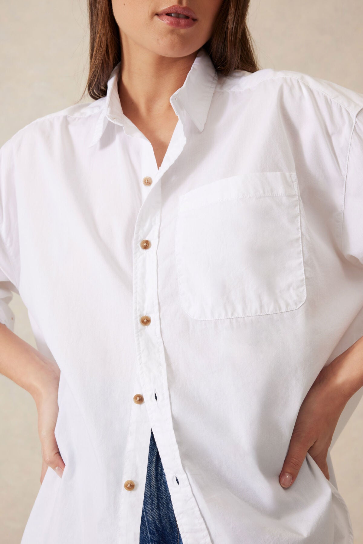 Peta Oversized Shirt (White Organic Cotton) - Something For Me​​