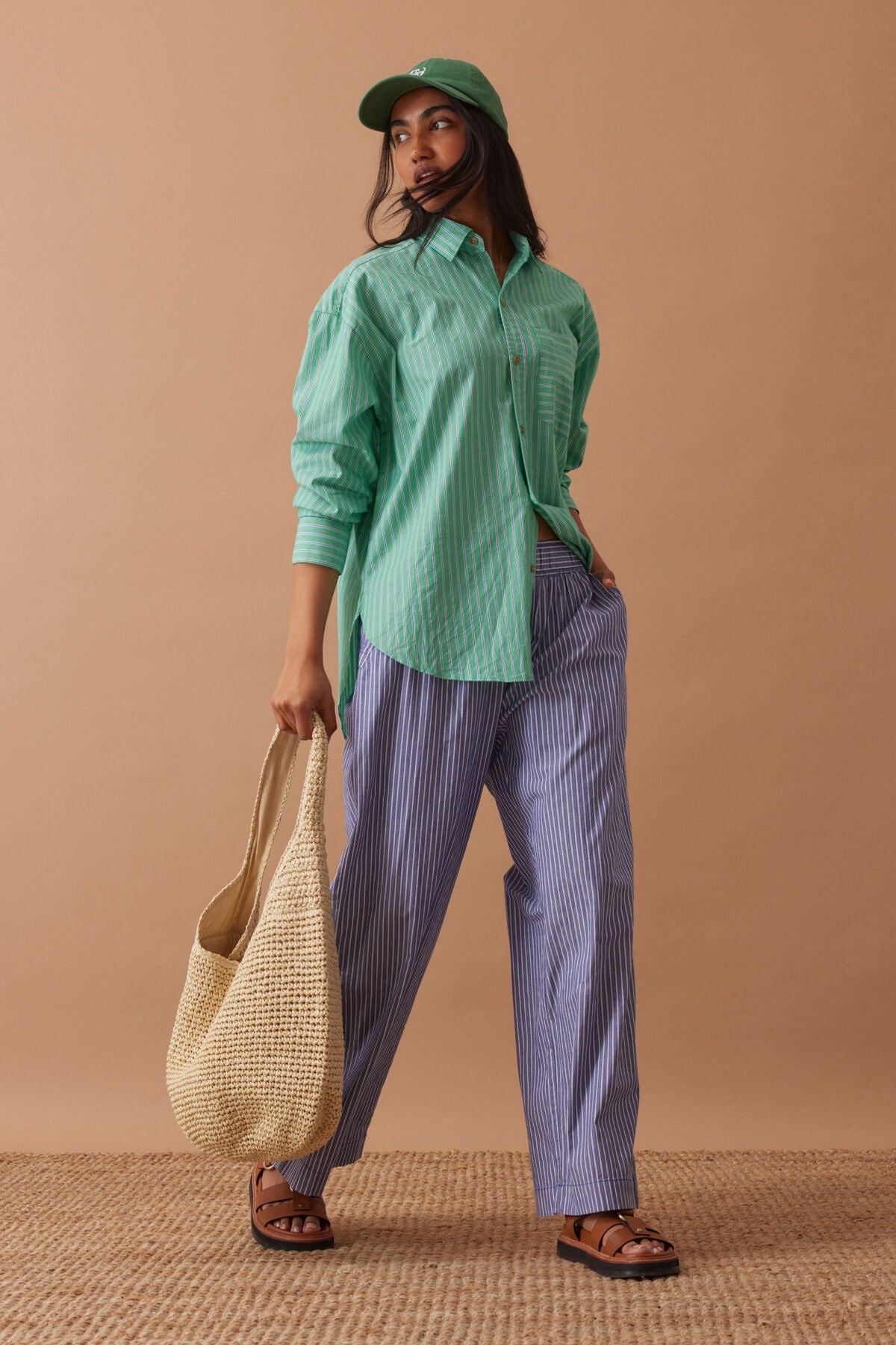 Peta Oversized Shirt (Zesty Green Triple Stripe) - Something For Me​​