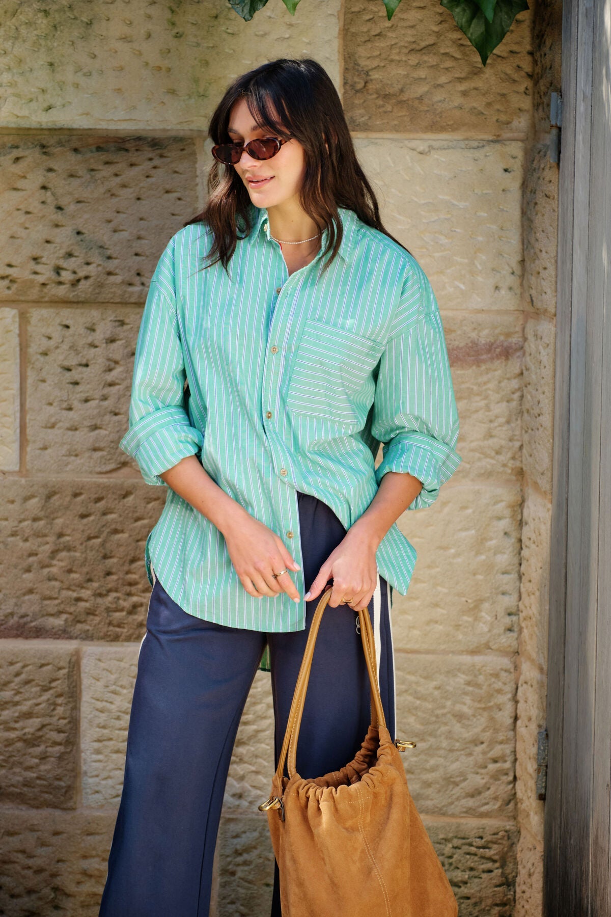 Peta Oversized Shirt (Zesty Green Triple Stripe) - Something For Me​​