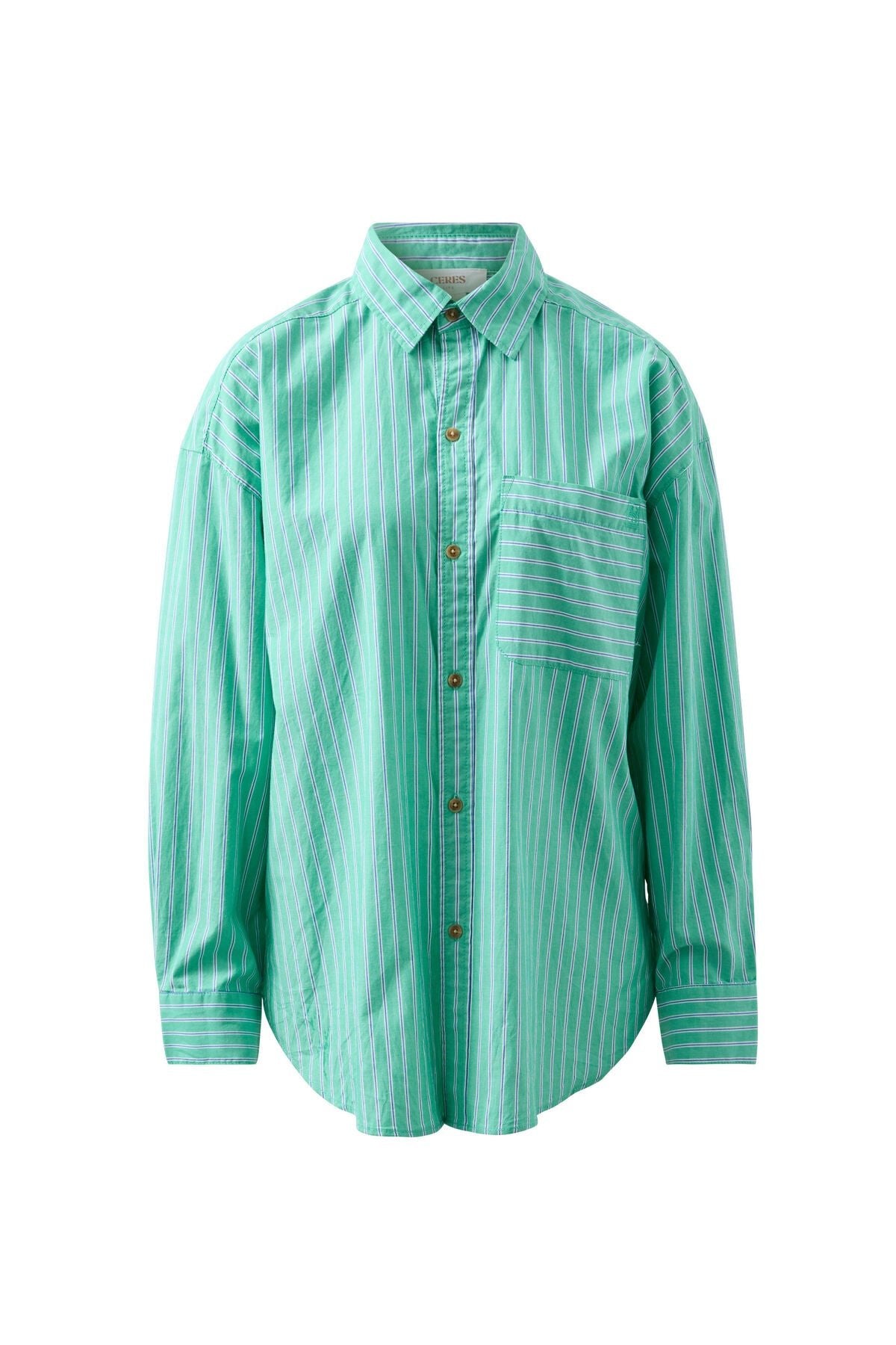 Peta Oversized Shirt (Zesty Green Triple Stripe) - Something For Me​​