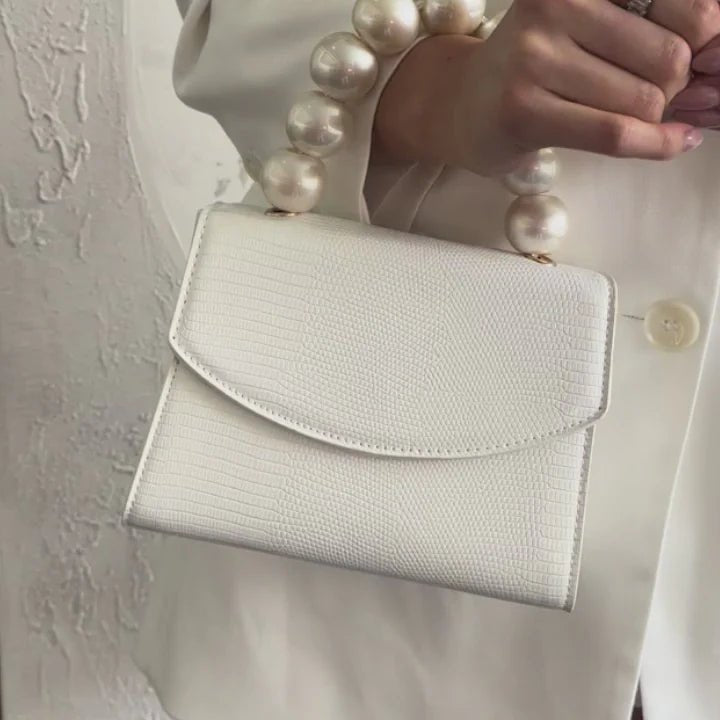 Peta Pearl Handle Bag (White) - Something For Me​​