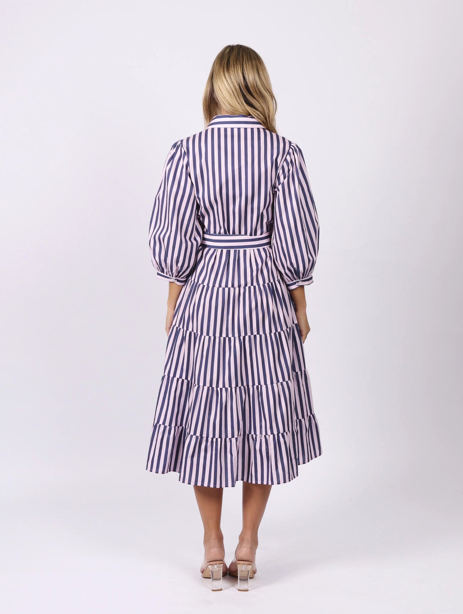 Peyton Dress (Pink Navy Stripe) - Something For Me​​