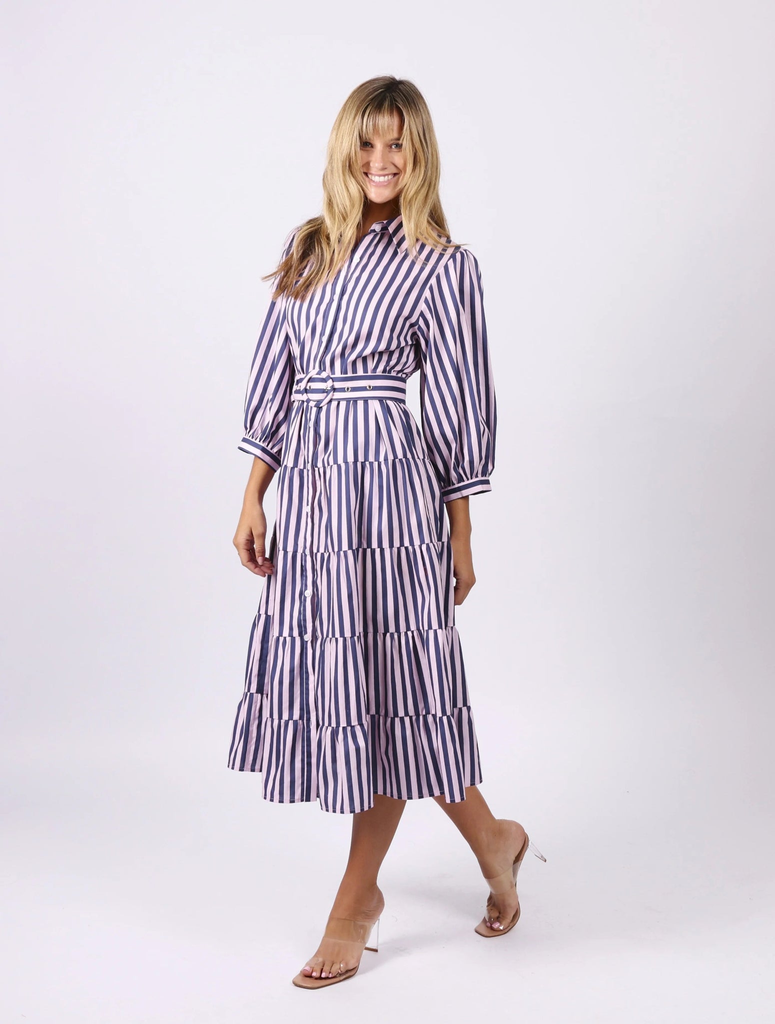 Peyton Dress (Pink Navy Stripe) - Something For Me​​