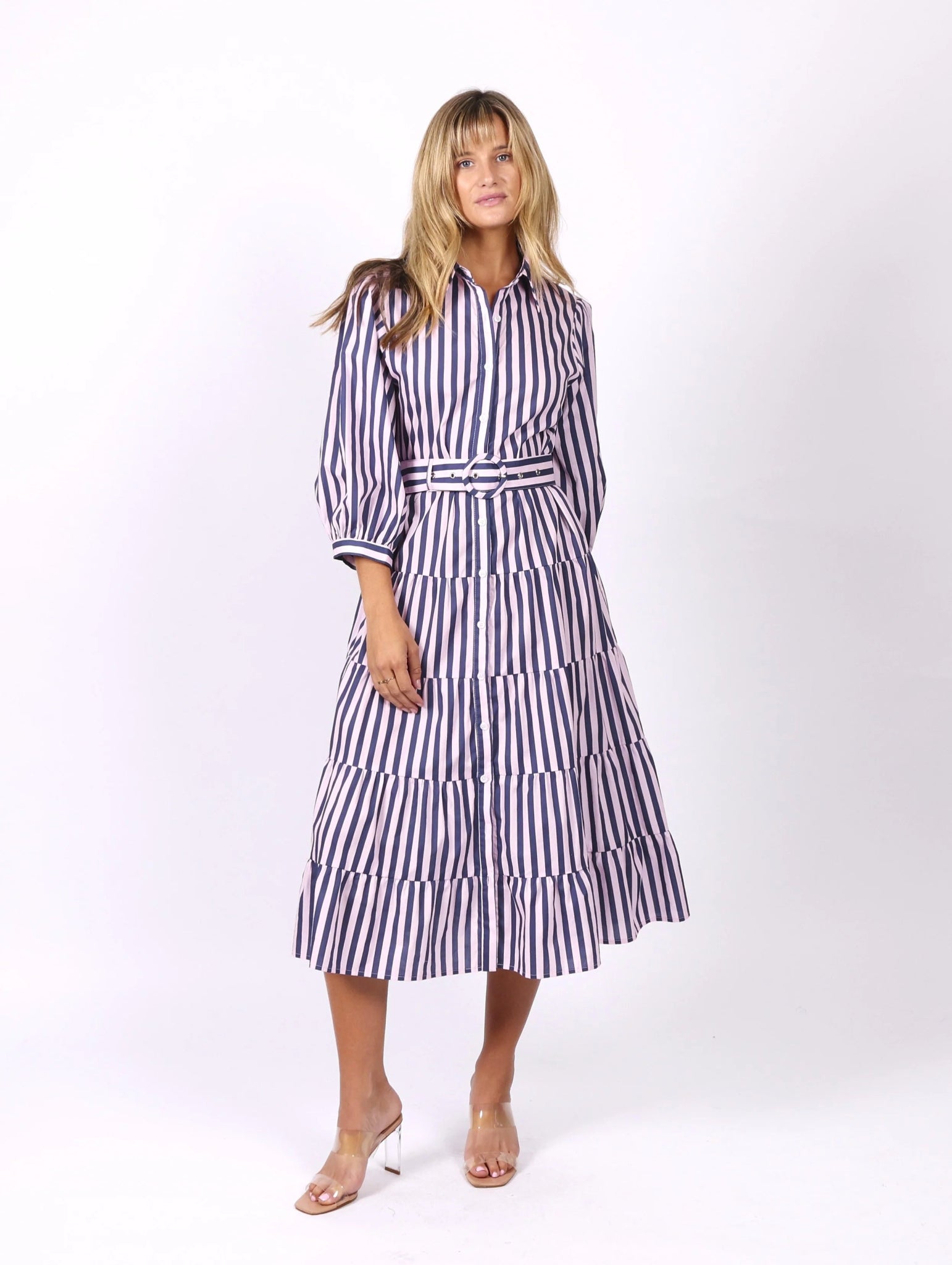 Peyton Dress (Pink Navy Stripe) - Something For Me​​