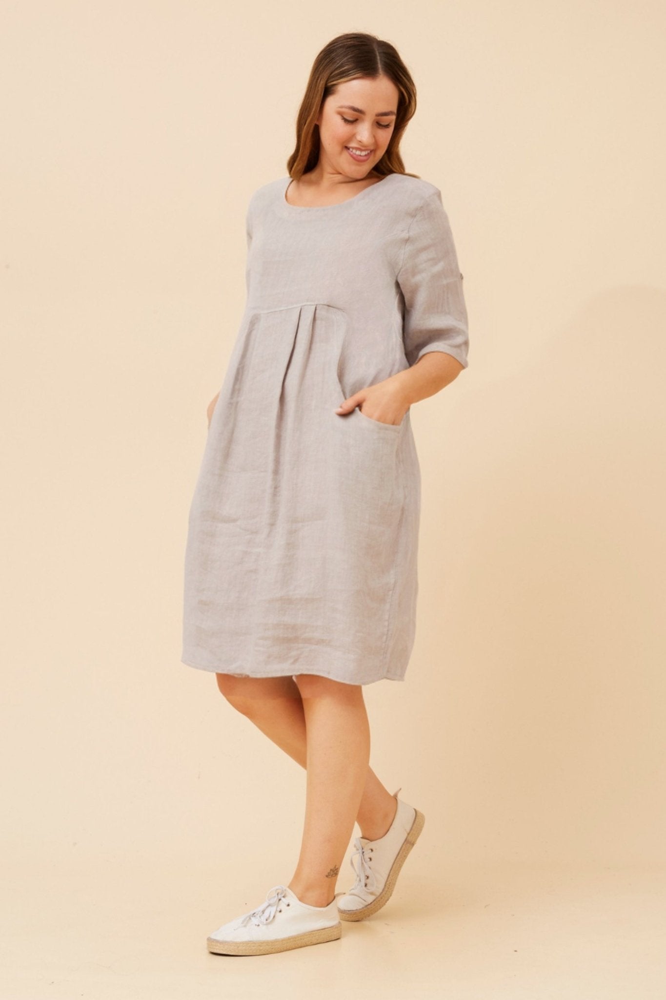 Pisa Linen Shirt Dress (Fango) - Something For Me​​