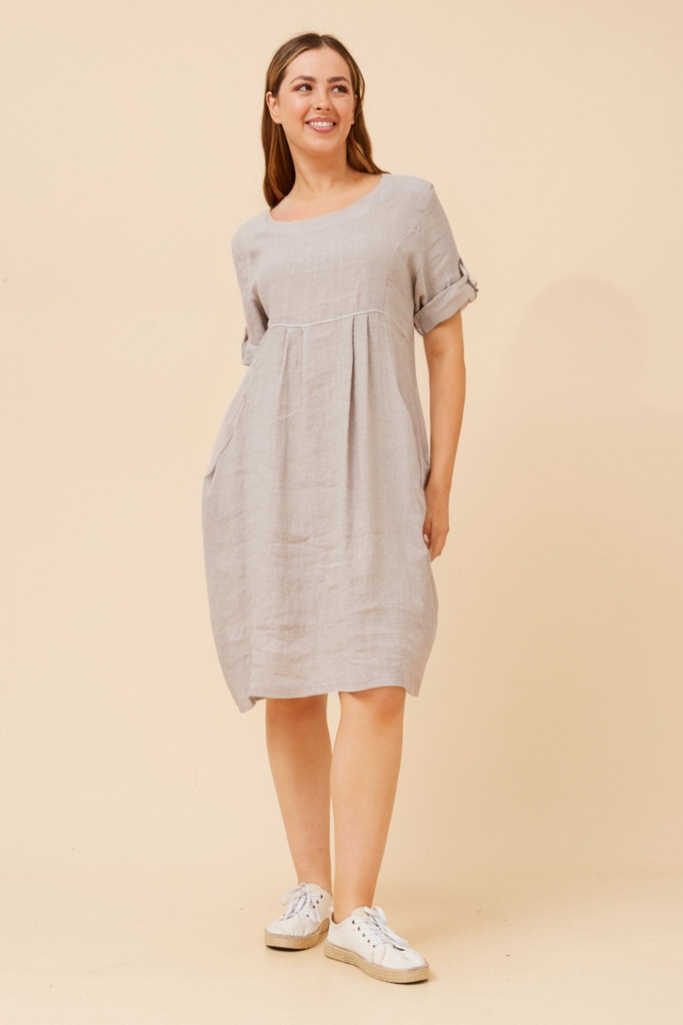 Pisa Linen Shirt Dress (Fango) - Something For Me​​
