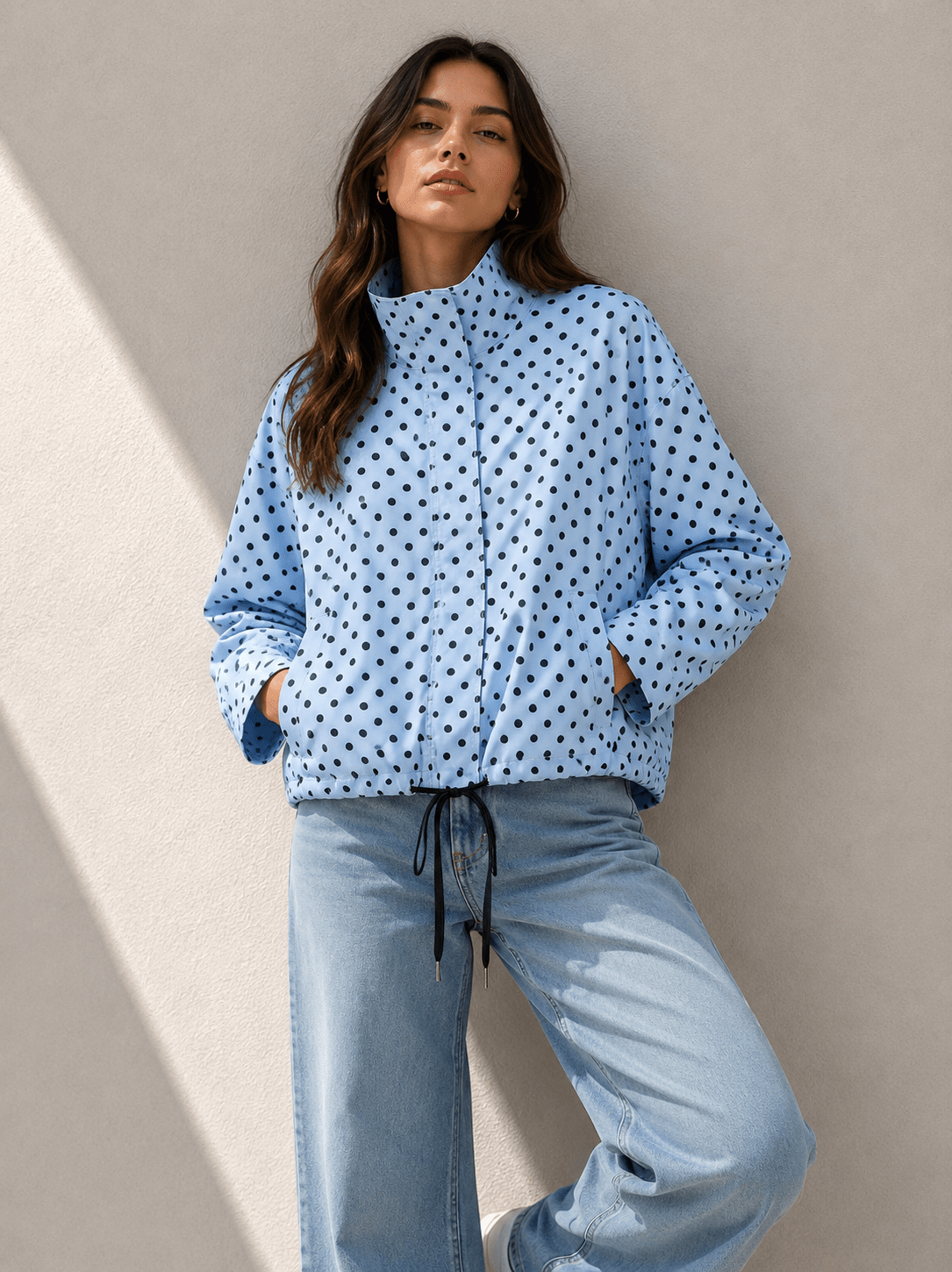 Polka Dot Spray Jacket (Blue) - Something For Me​​