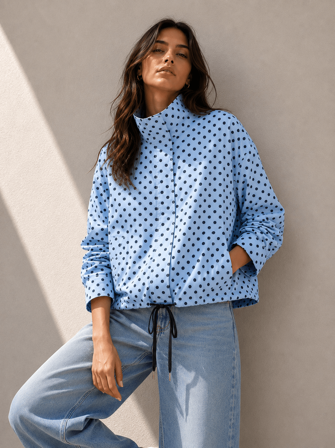 Polka Dot Spray Jacket (Blue) - Something For Me​​
